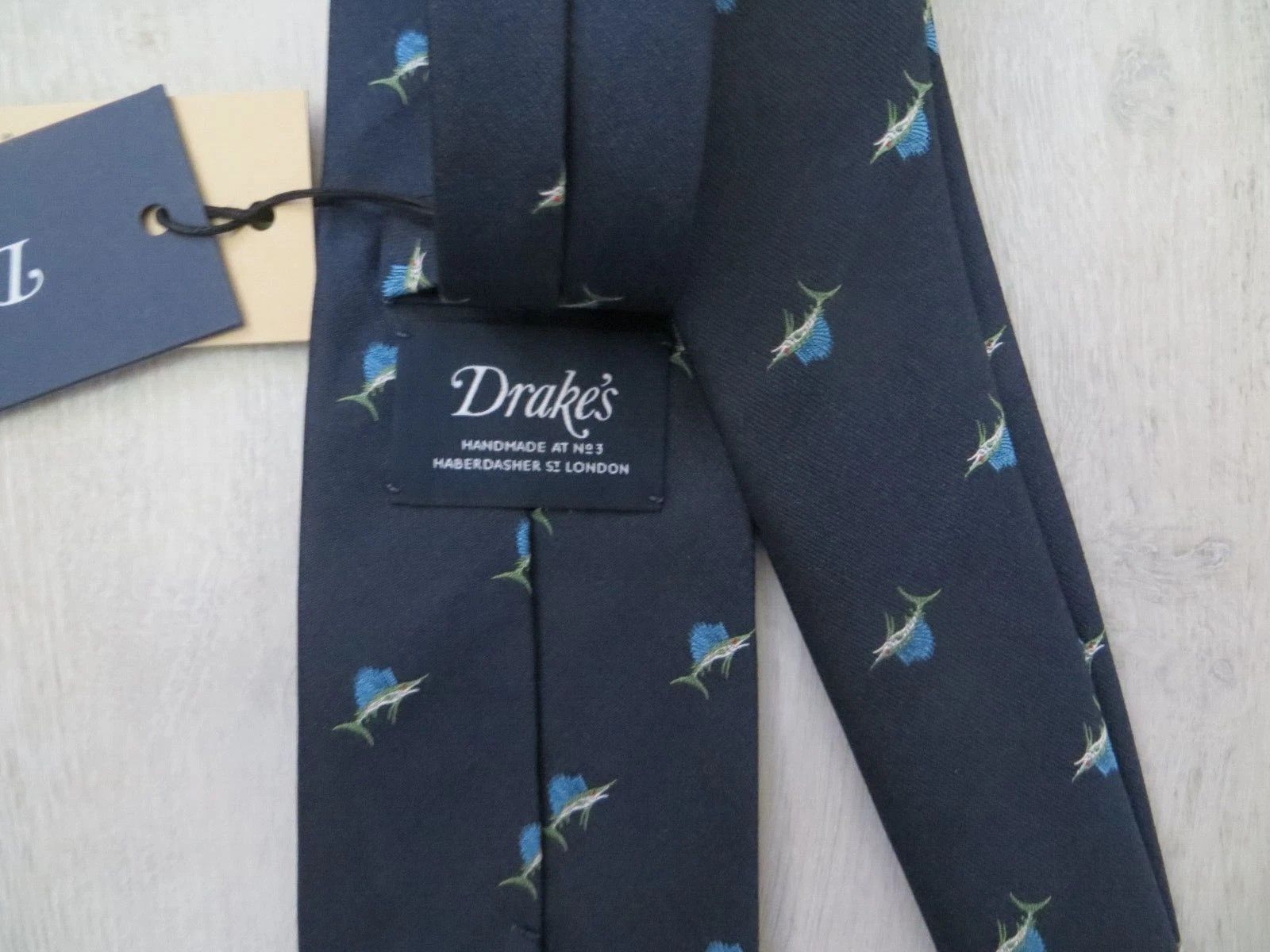 Drake's EMBROIDERED FISH SILK TIE Size ONE SIZE - 3 Thumbnail