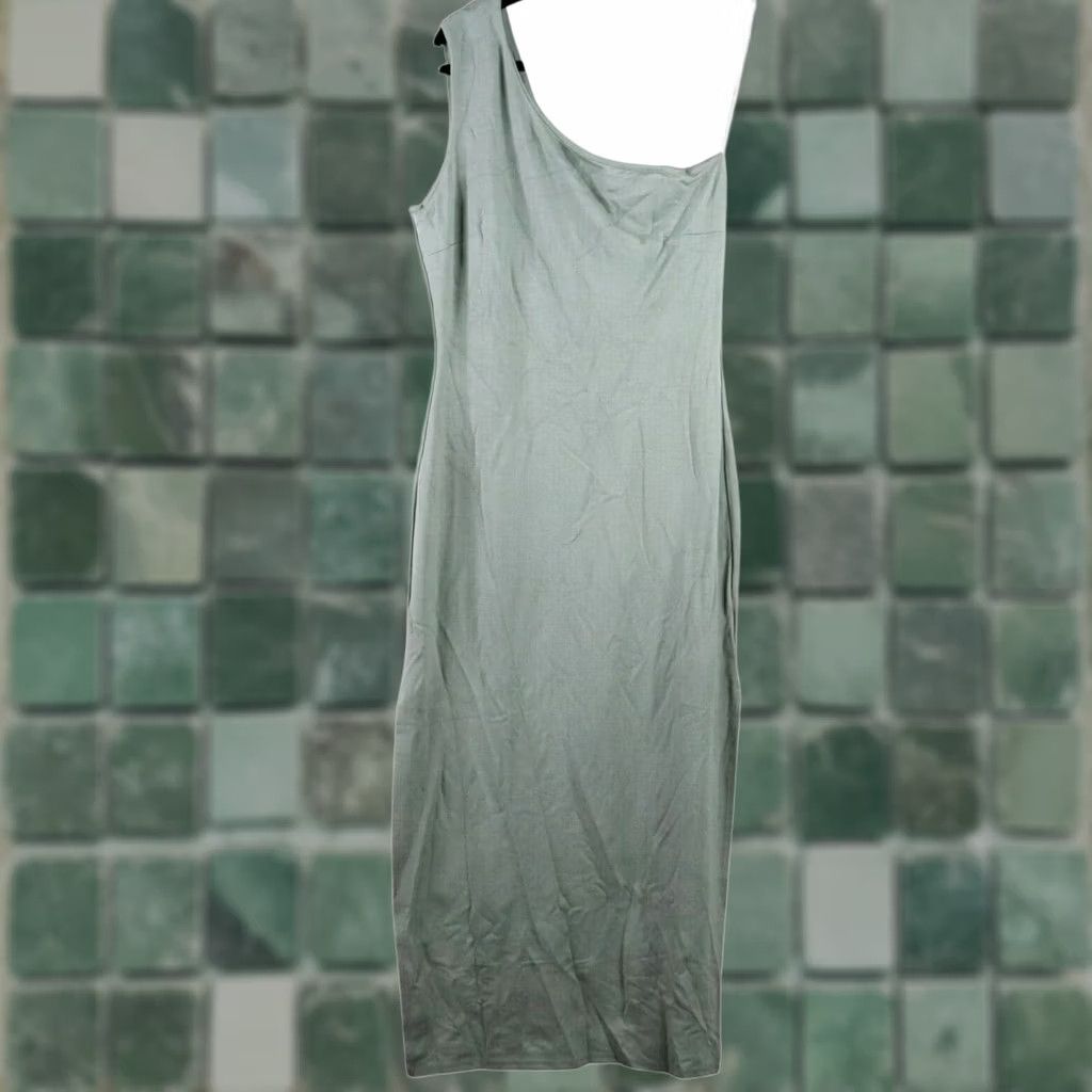 Vintage LBLC Bodycon Dress Womens Size M Jade Green One Shoulder Midi NWT Size M / US 6-8 / IT 42-44 - 1 Thumbnail