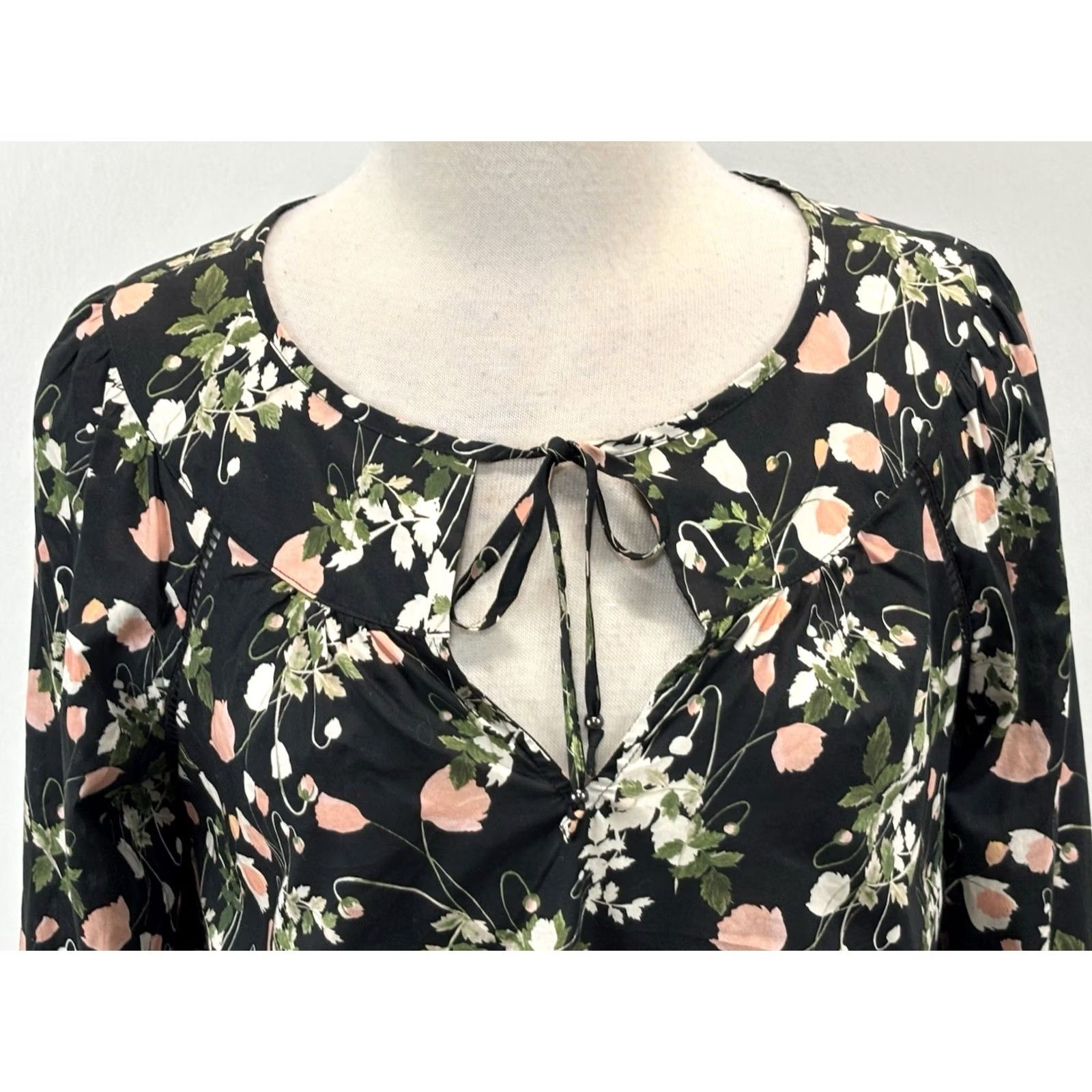 Vintage J Crew I. Crew X Liberty Of London Floral Point Sur Peasant Top Blouse Women’s S Black Cottage Size S / US 4 / IT 40 - 5 Thumbnail