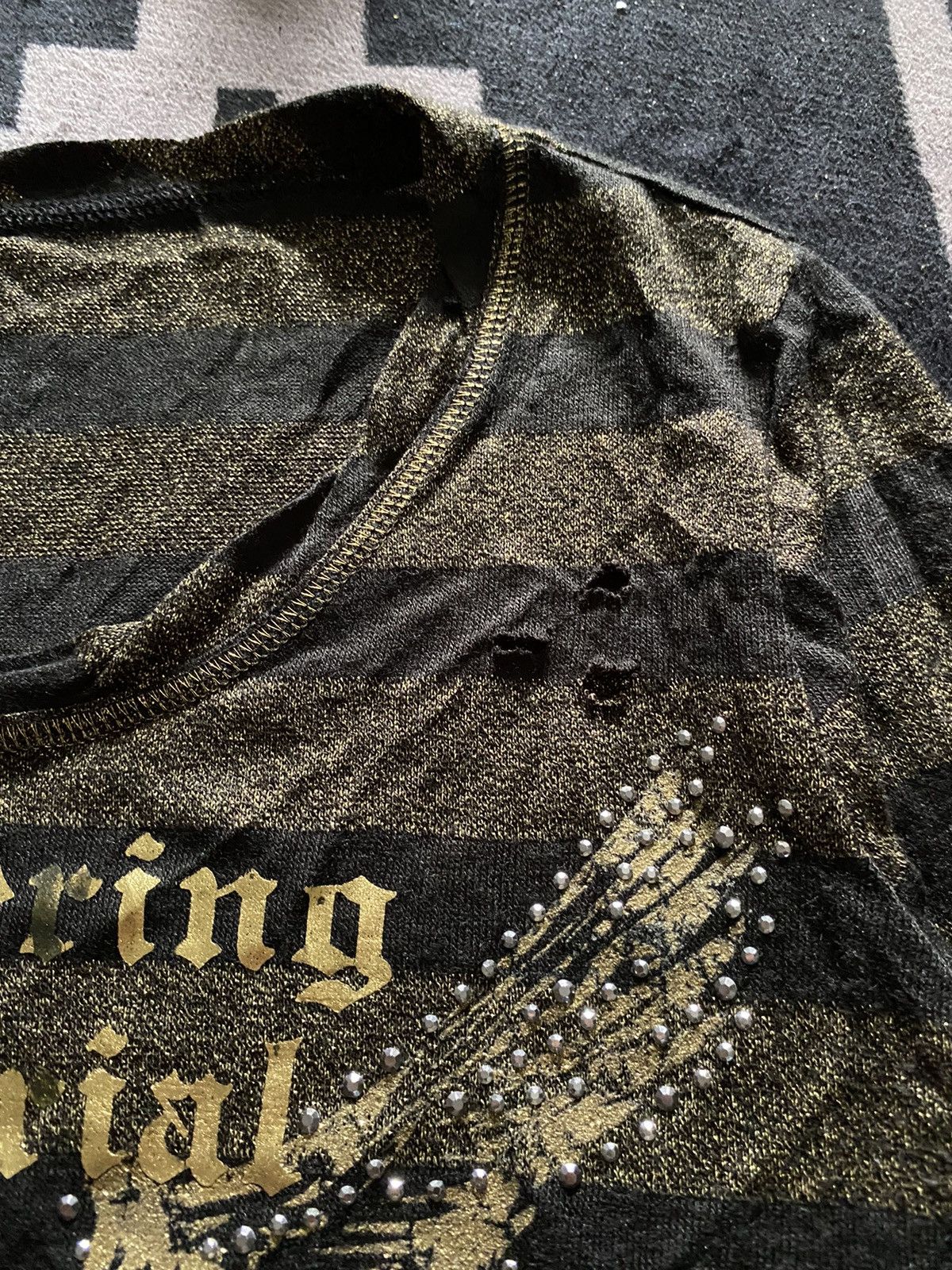 Hysteric Glamour Japanese flamingo distressed glitter gold striped hoodie Size US S / EU 44-46 / 1 - 3 Thumbnail