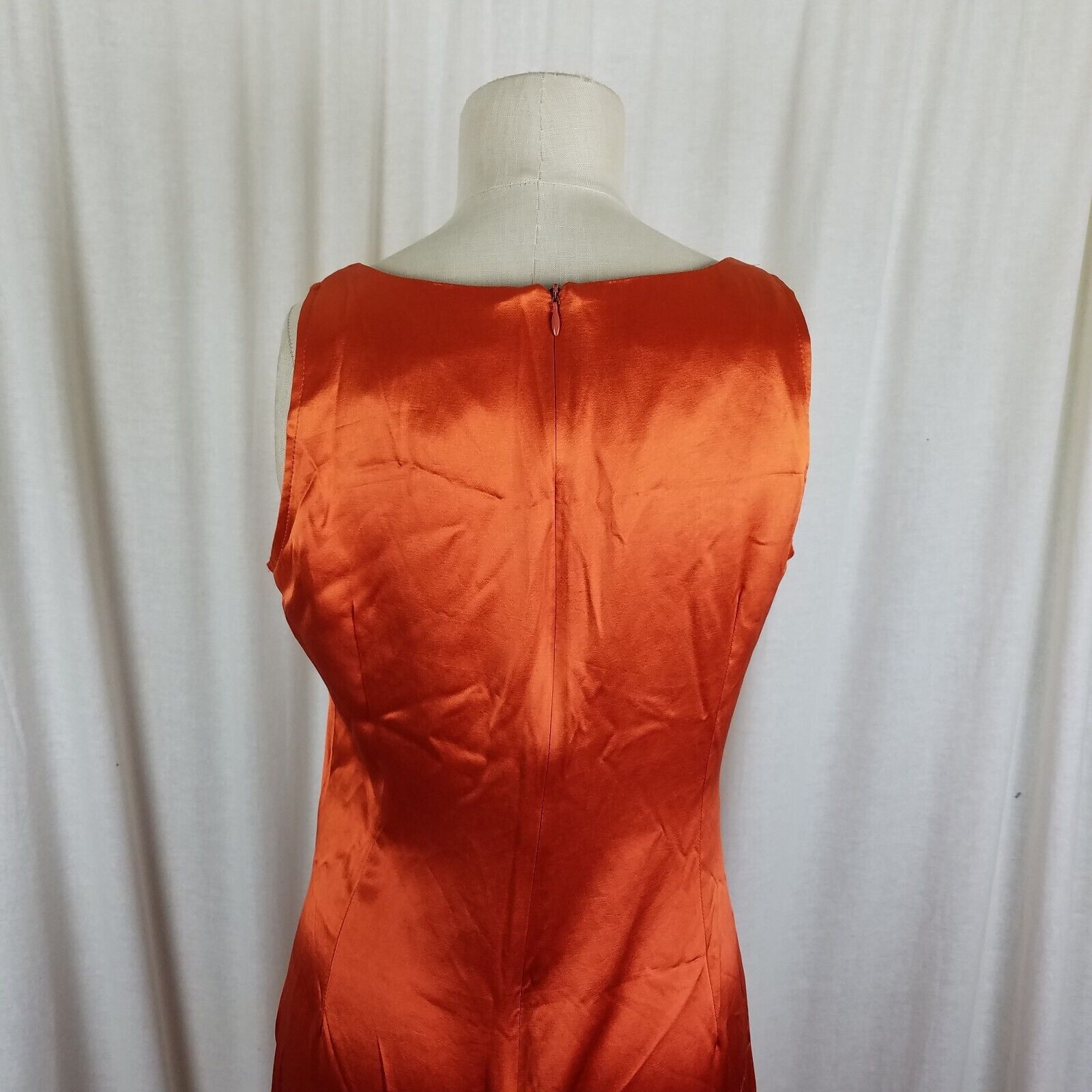 Vtg Soda Blu Maxi Sleeveless Metallic Sheen Tank Dress Rust