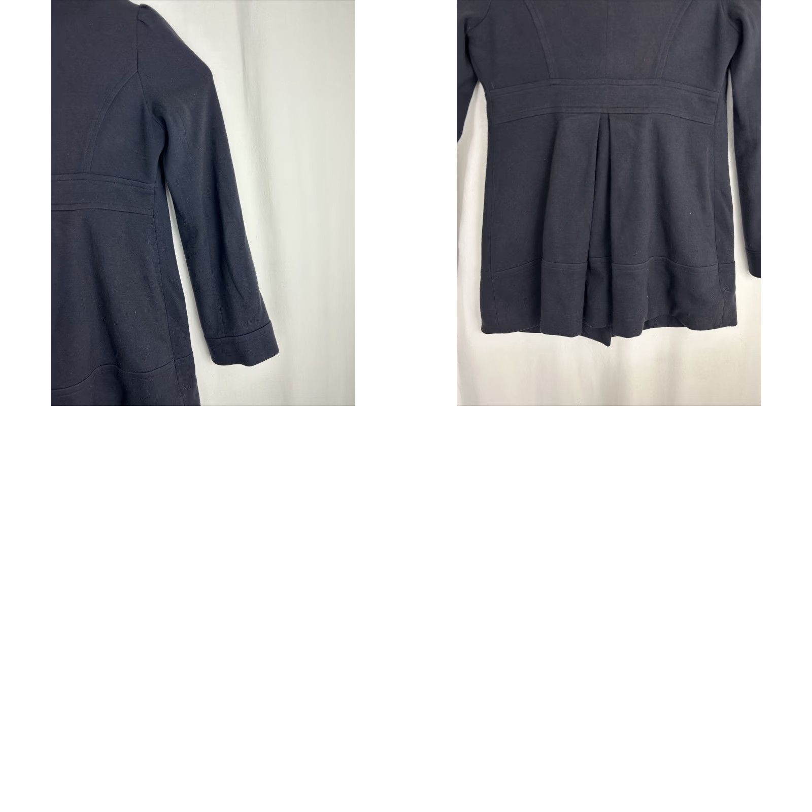 Anthropologie VINTAGE Elevenses Navy Pea Coat Coat Women 6 Cotton Wool Blend Double Clasp Hidden Button Blue 90s Mens? Size M / US 6-8 / IT 42-44 - 10 Thumbnail