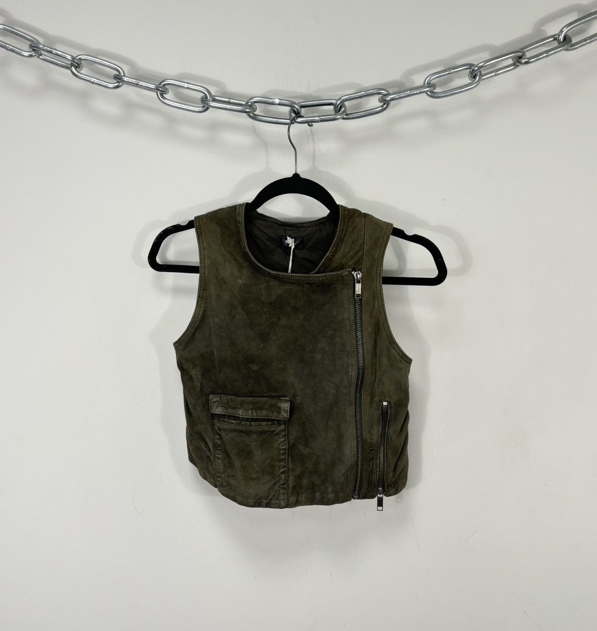 Diesel Diesel L-Zoe NWT Women’s Khaki Suede Goat Leather Vest Gilet Size XS / US 0-2 / IT 36-38 - 1 Thumbnail