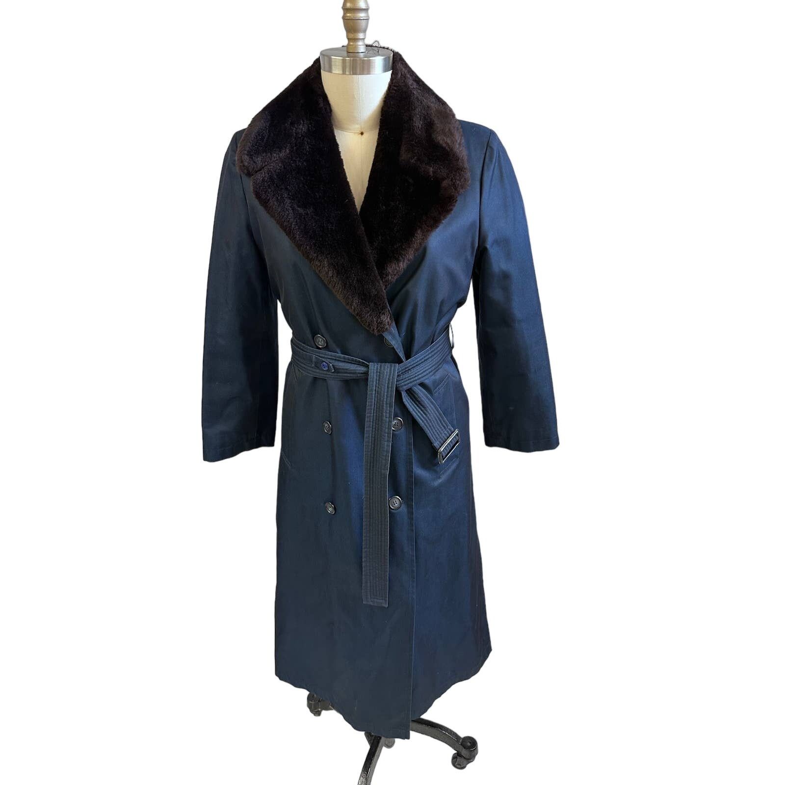 Dior Christian Dior VTG Trench Coat Blue Faux Fur Lining 70s S Size M / US 6-8 / IT 42-44 - 1 Thumbnail