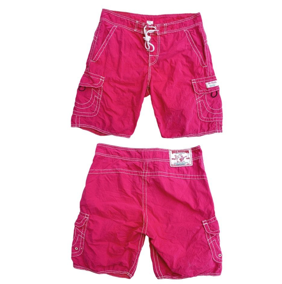 image of True Religion Boardshort Red Cargo Style Shorts, Men's (Size 34)