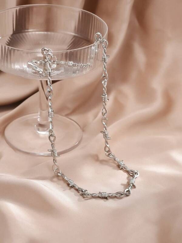 Jewelry x Vintage Sharp Y2K Necklace Chain in Silver, Men's