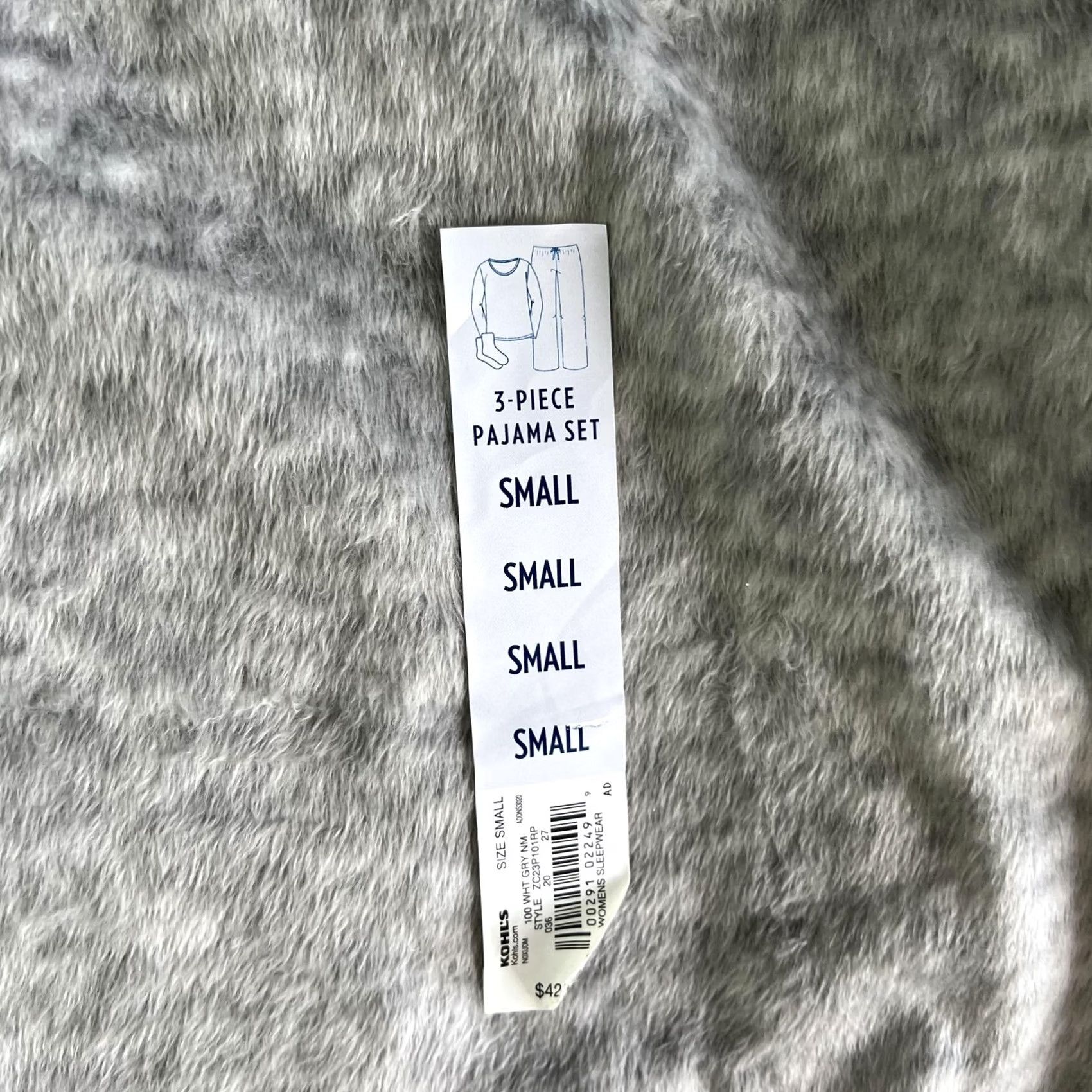 Croft & Barrow Croft & Barrow Pajama Top Womens Small Gray Faux Fur Long Sleeve Sleepwear Size S / US 4 / IT 40 - 2 Thumbnail