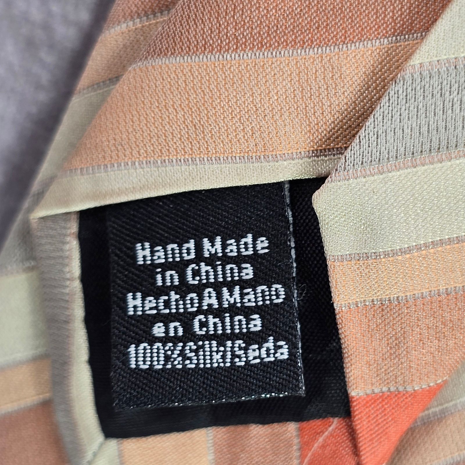 Van Heusen Van Heusen Orange Gray Stripe 100% Silk Men's Neck Tie NWOT Size 30 - 5 Thumbnail
