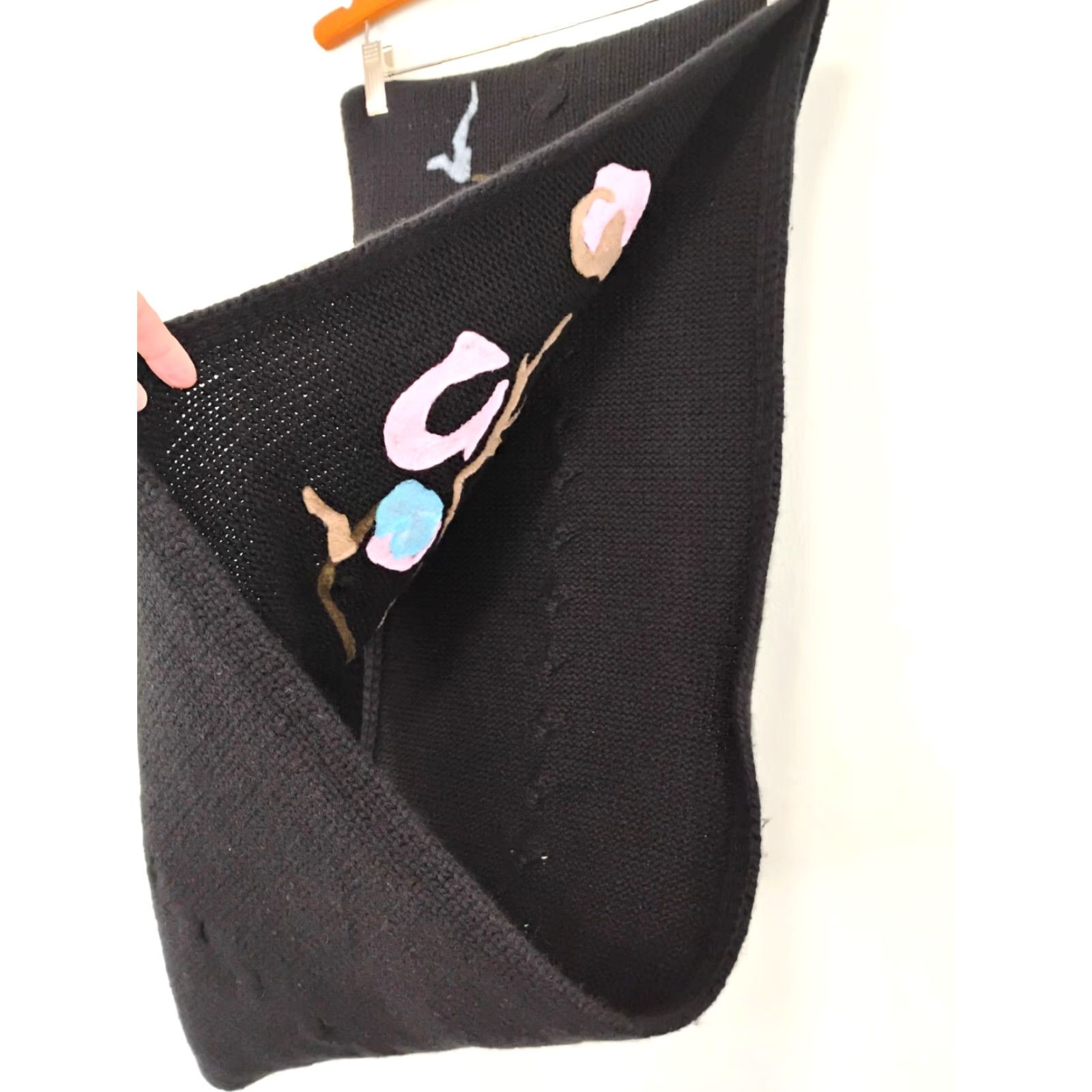 True Religion VINTAGE True Religion Scarf Unisex Cowl/Infinity Angora Wool Cashmere Floral Black Size ONE SIZE - 3 Thumbnail