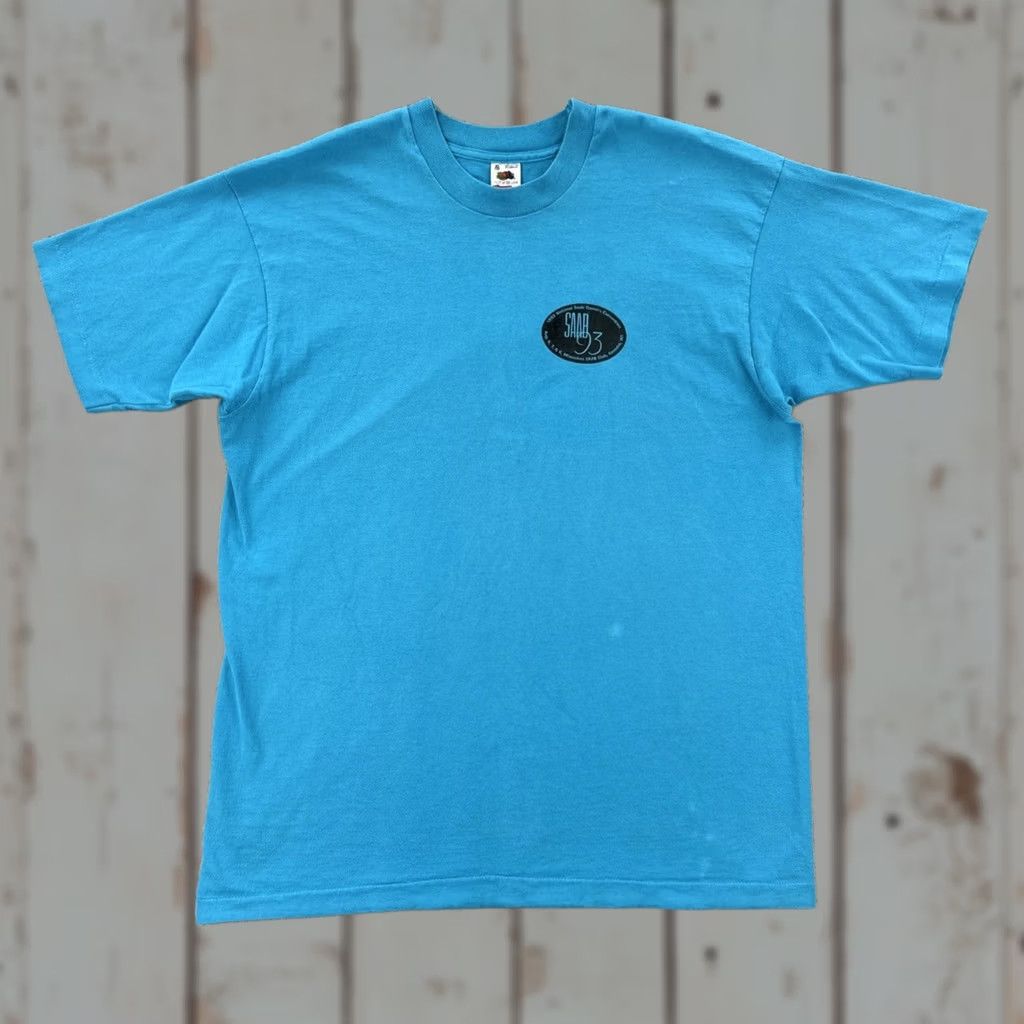 Fruit Of The Loom VINTAGE Fruit of the Loom XL Crew Neck T-Shirt Mens USA 1993 SAAB Convention Blue Size US XL / EU 56 / 4 - 1 Thumbnail