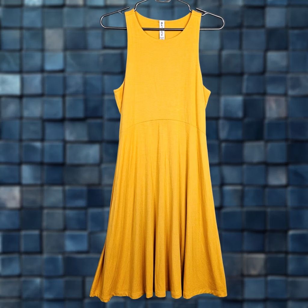 Athleta Athleta Dress Yellow Round Neck Sleeveless A-Line Women's ST Regular Size Size S / US 4 / IT 40 - 1 Thumbnail