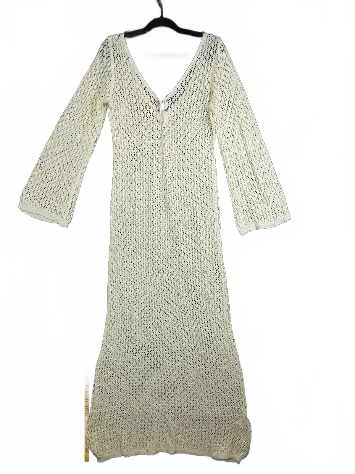 The Unbranded Brand Medium Cream Crochet Knit Maxi Dress - Swimsuit Cover Size M / US 6-8 / IT 42-44 - 2 Thumbnail