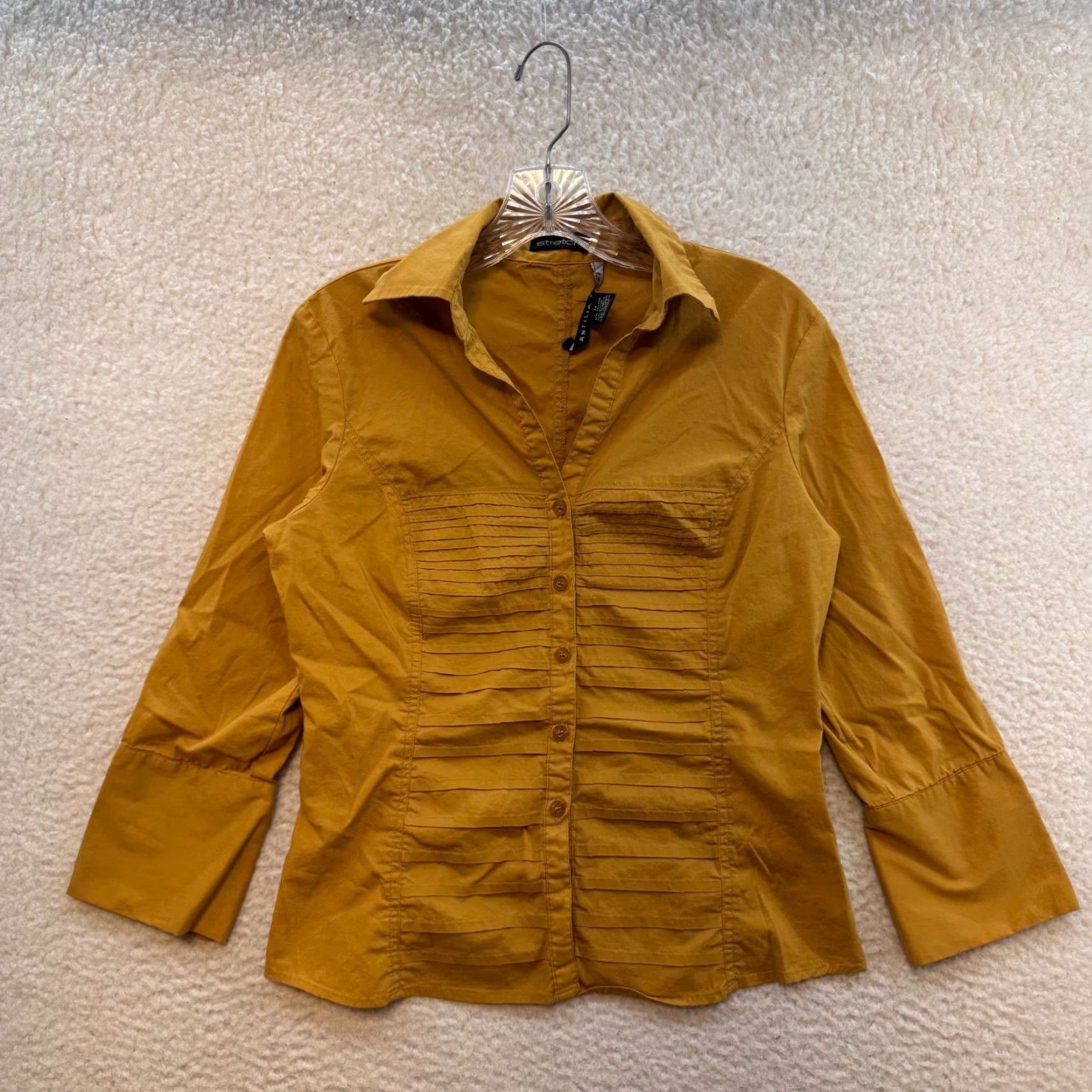Vintage Vintage Y2K Antilia Femme Shirt Blouse Medium Yellow Tan User: Vintage Y2K Antilia Femme Shirt Blouse Medium Yellow Tan Size M / US 6-8 / IT 42-44 - 2 Thumbnail