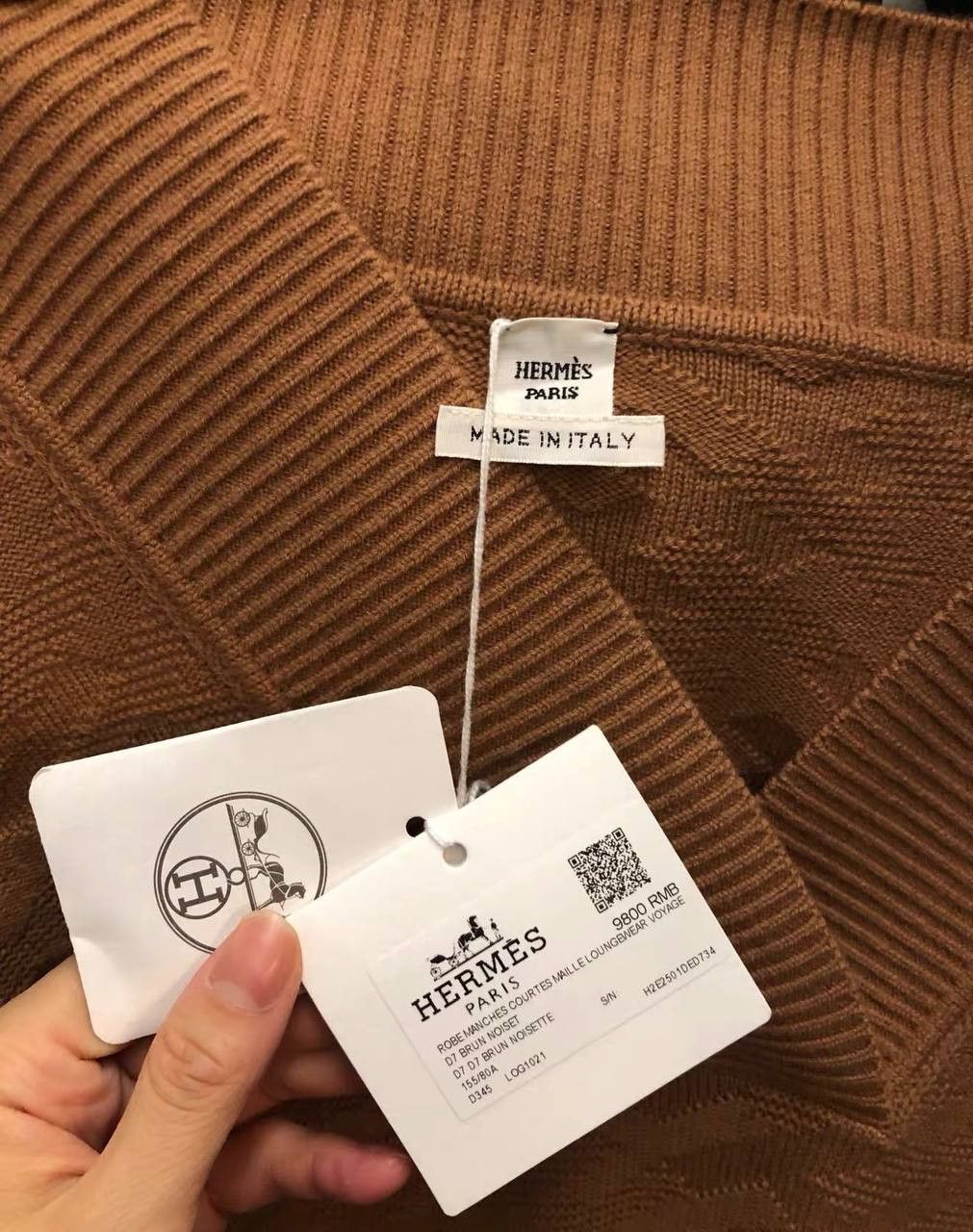 Hermes Hermès H knit dress in brown-orange Size S / US 4 / IT 40 - 3 Thumbnail