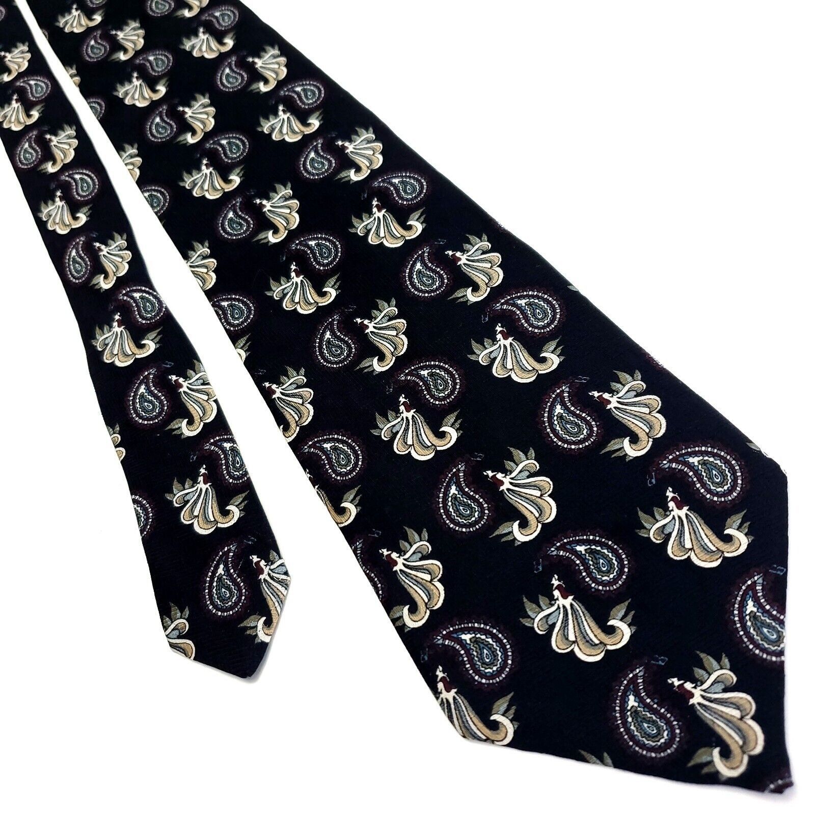Designer Sheaf & Caber Black Silk Tie Woven Paisley Size ONE SIZE - 1 Thumbnail