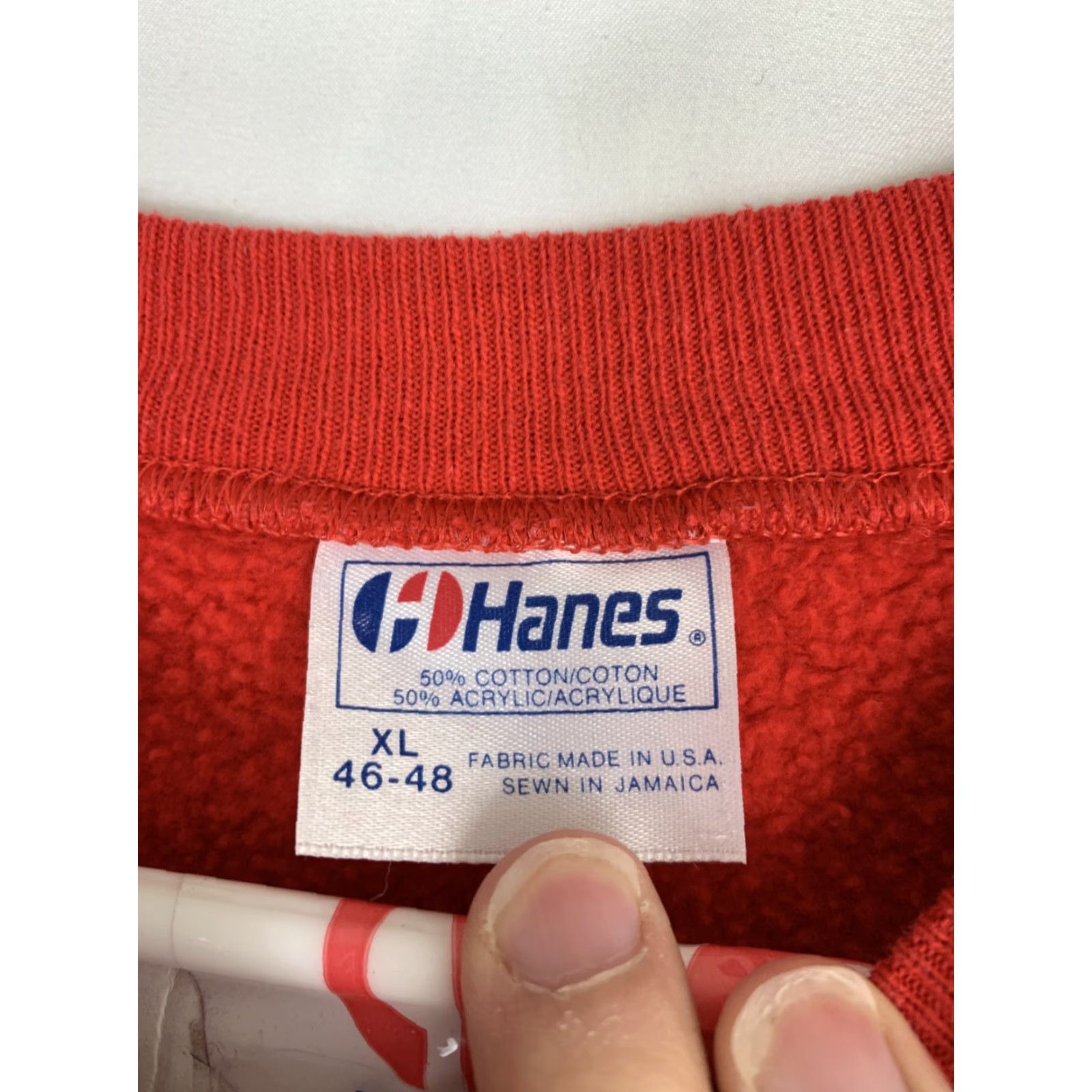 Hanes VINTAGE Hanes Mens XL Crewneck Pullover Sweater Red USA Long Sleeve BPW Cotton Blend 25” Chest 27” Length Size US XL / EU 56 / 4 - 6 Thumbnail