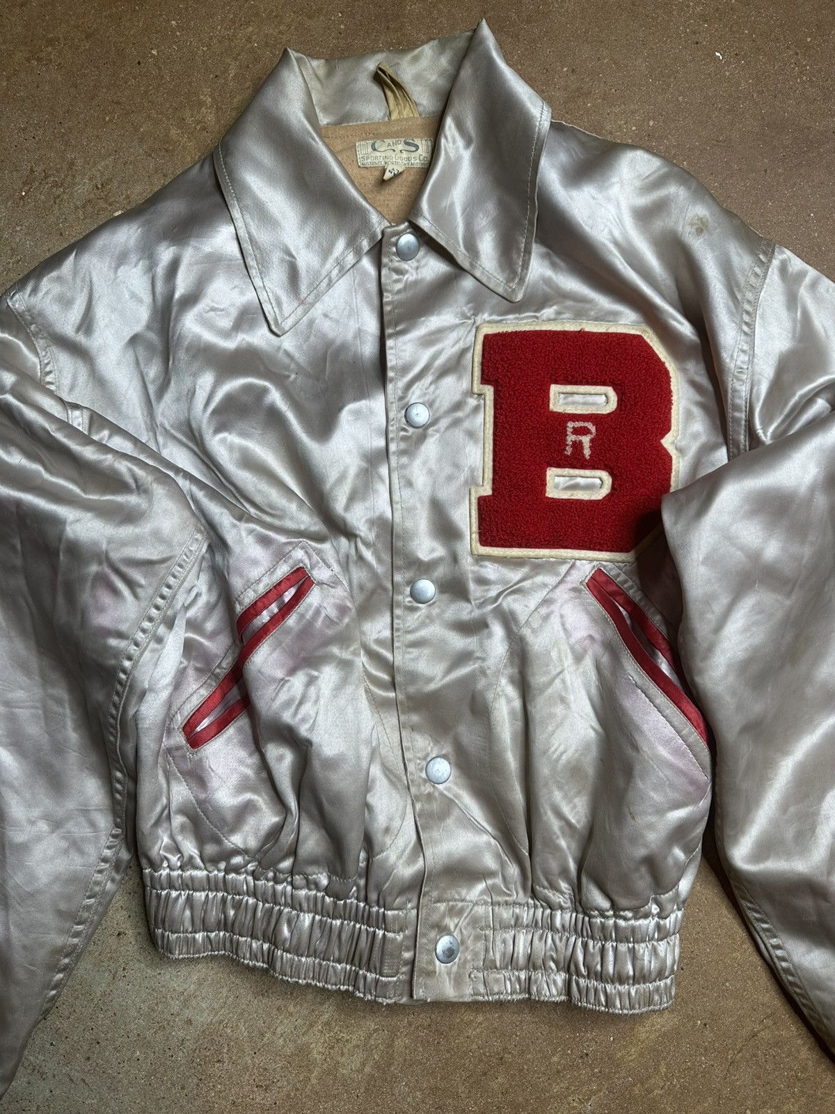 Vintage 50s/60s True Vintage Satin Letterman Jacket Size S / US 4 / IT 40 - 4 Thumbnail