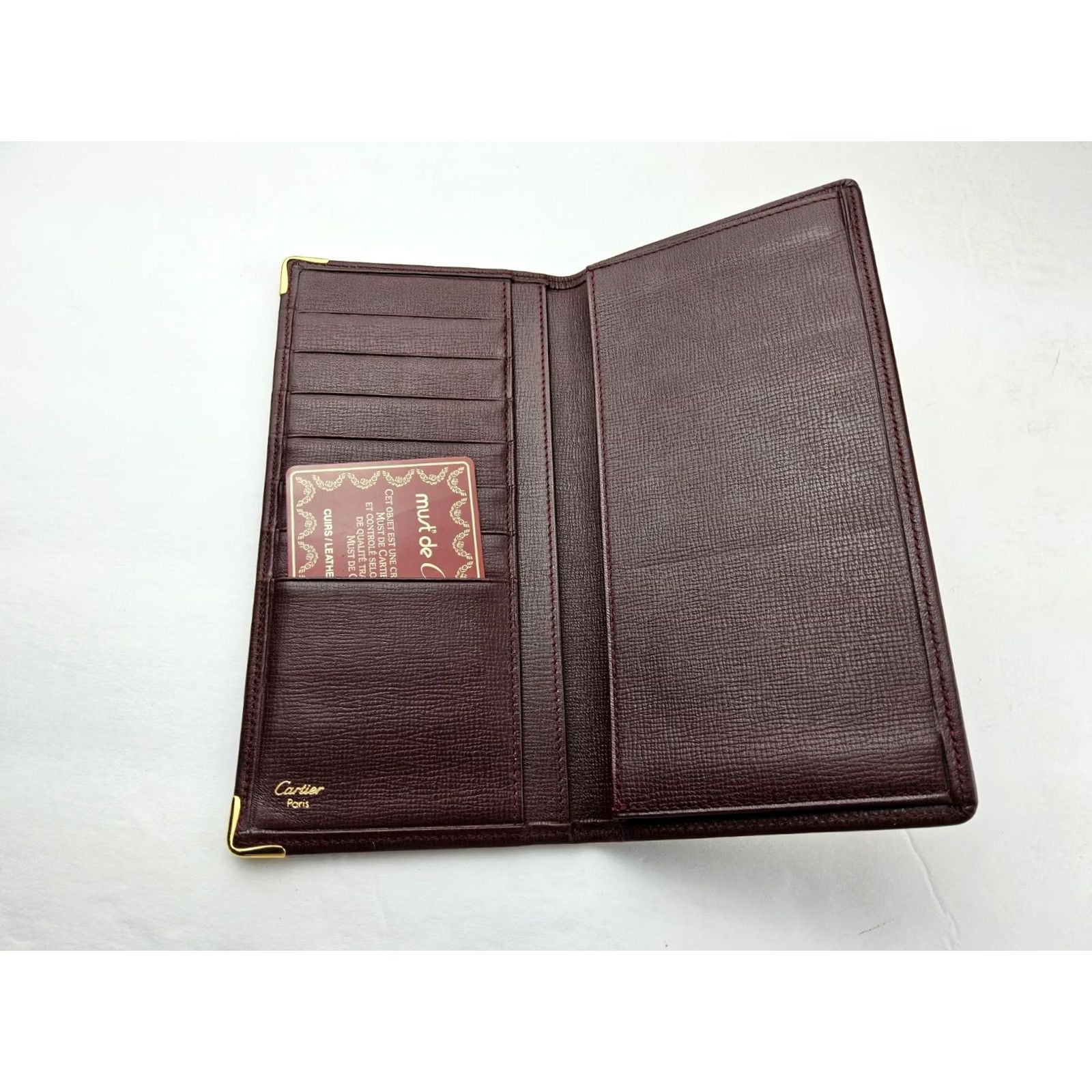 Cartier Cartier Wallet Folding Leather Paris Burgundy Full Size Long Wallet Women Size ONE SIZE - 3 Thumbnail