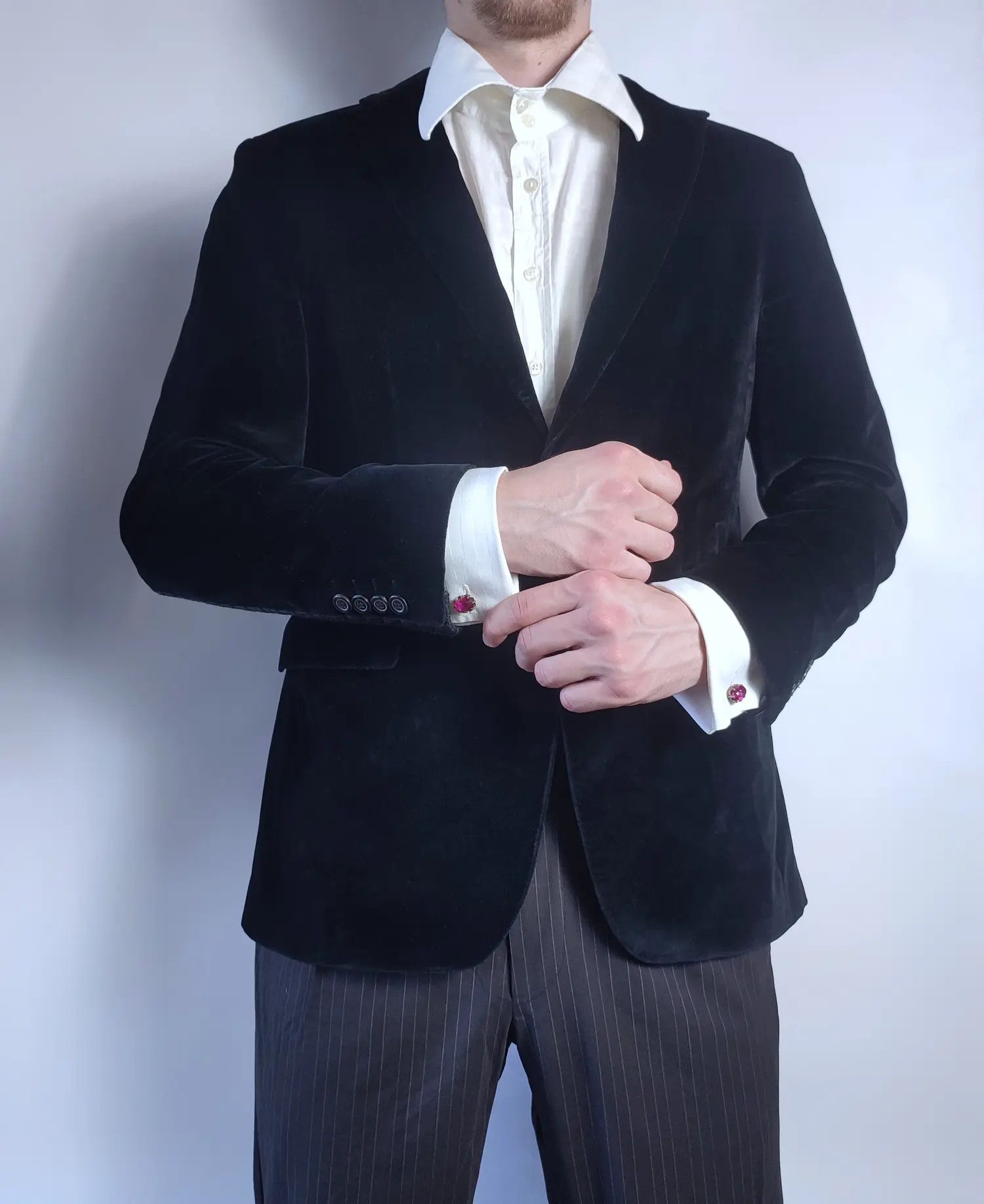 Hugo Boss Hugo Boss Leather Sleeve Velour Blazer Vintage Size 38R - 2 Thumbnail