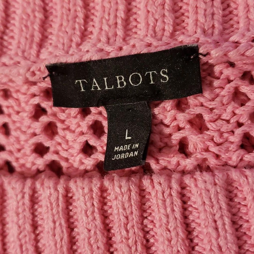 Designer CT858 Talbots Ladies Crew Neck Pink Cable Knit Sweater L Size L / US 10 / IT 46 - 5 Thumbnail