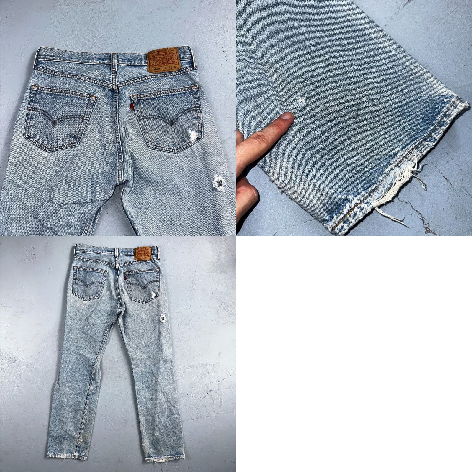 Levi's VINTAGE Levi's 501 Jeans 90s Mexico Light Blue Denim 33x34 Straight Mens Regular 30x29/34 Inseam 34 501 Series Classic Comfort Size US 33 - 10 Thumbnail