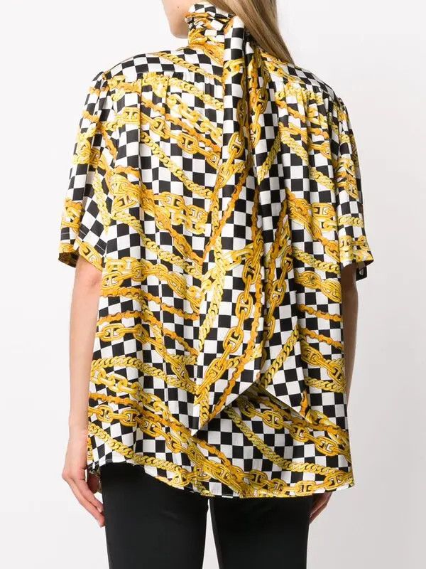 Balenciaga o1y0625 Checked Silk T-Shirt in Multicolor Size S / US 4 / IT 40 - 3 Thumbnail
