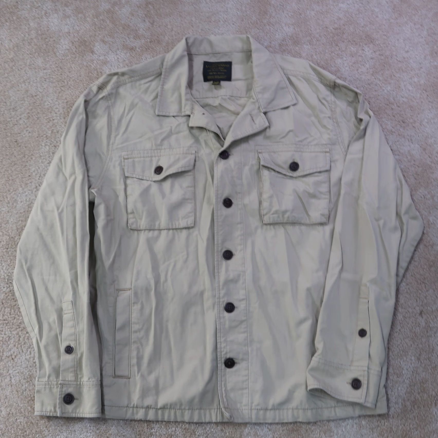 Lucky Brand Lucky Brand Platoon Shirt Jacket Mens XL Beige Solid Mid-Length Vintage No Size US XL / EU 56 / 4 - 2 Thumbnail