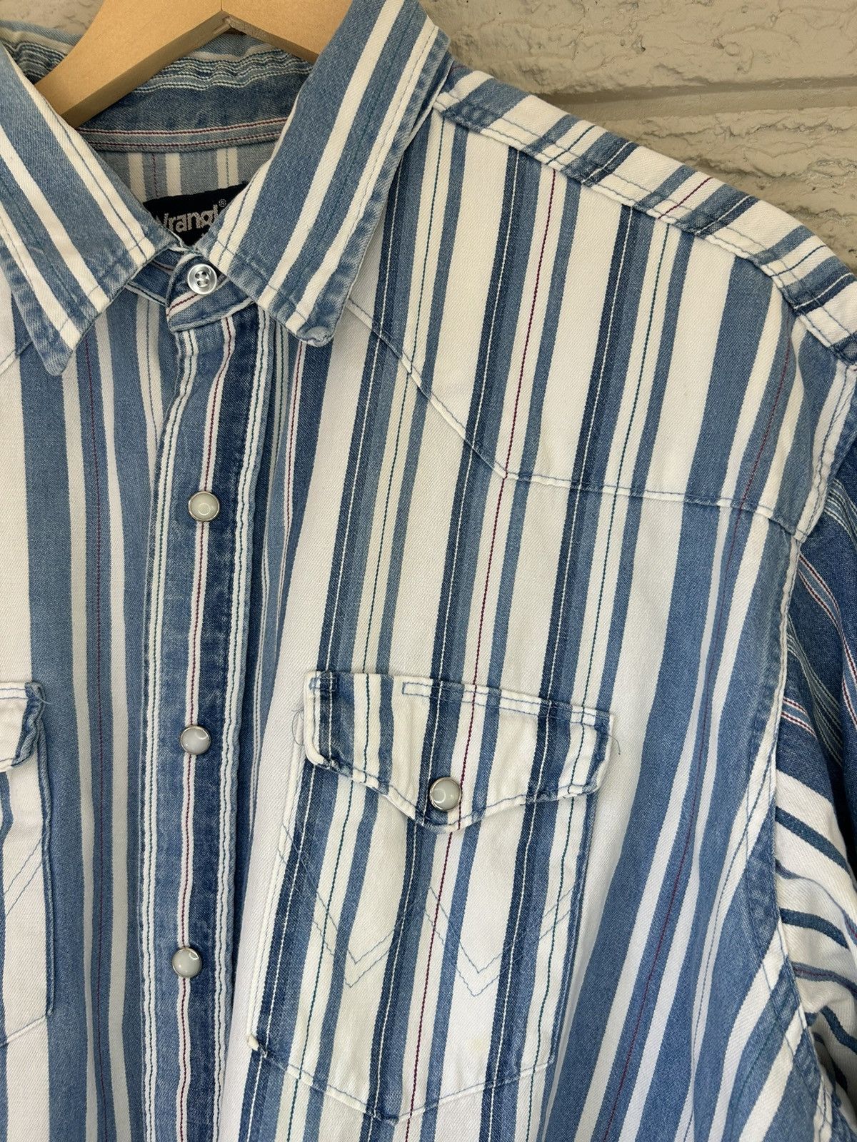 Wrangler Vintage 80s Wrangler Western X Long Tails Pearl Snap Size US XL / EU 56 / 4 - 6 Thumbnail