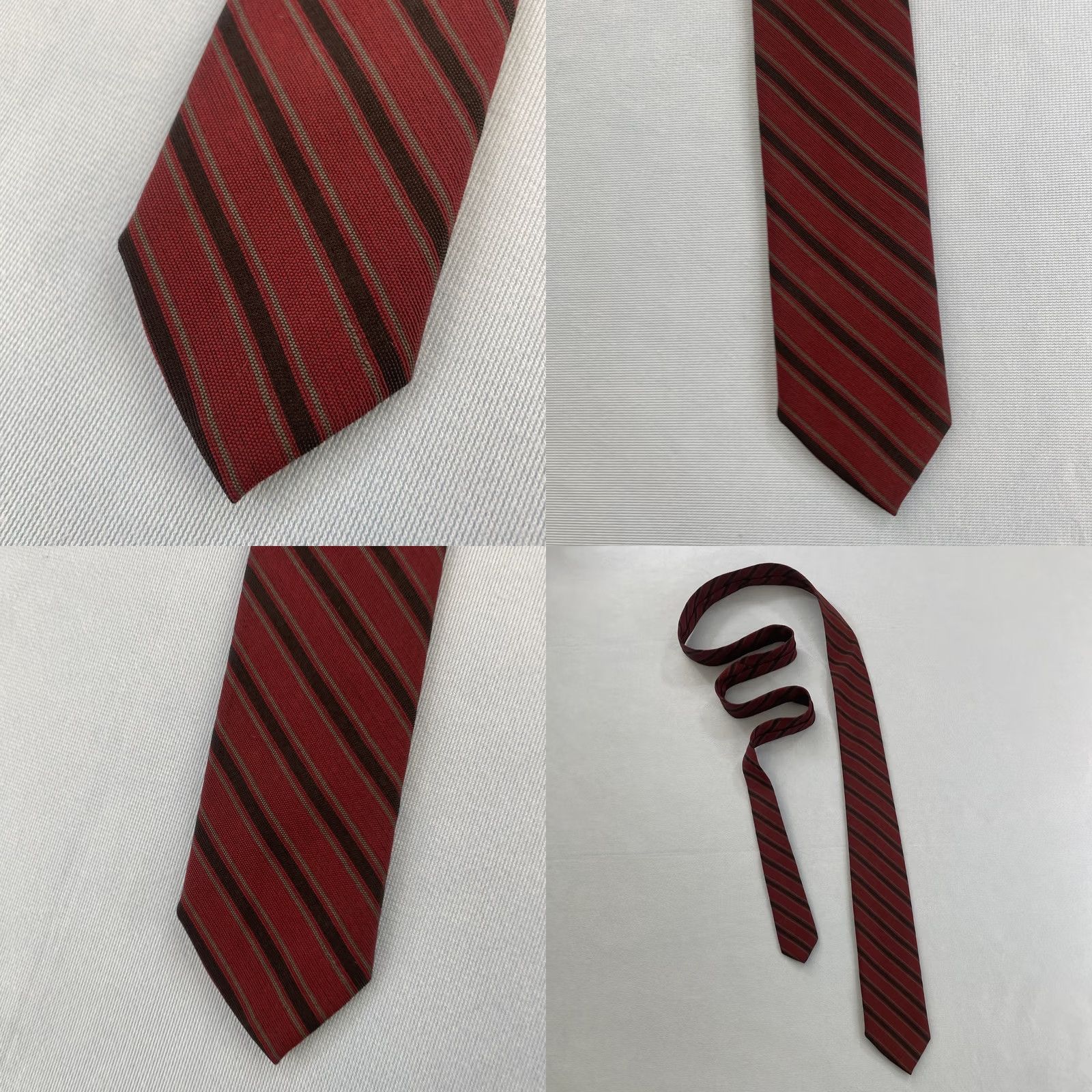 Vintage Vintage 60s Poly Wool Skinny Tie Repp Tie Cravat Red Black Gray Stripe Slim 2x54 Tie Capsule Necktie Mens Size ONE SIZE - 9 Thumbnail