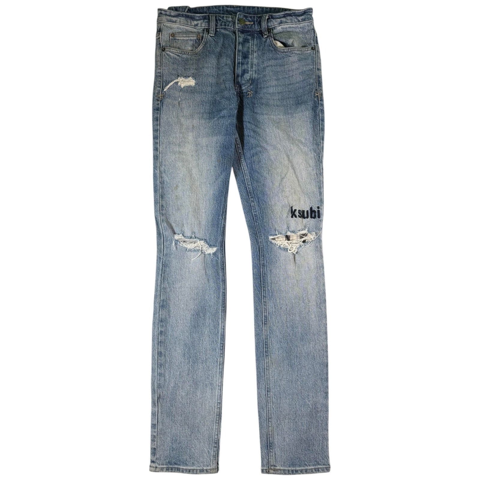 Ksubi Ksubi Light Wash Knee Embroidery Jeans Size US 30 / EU 46 - 1 Thumbnail