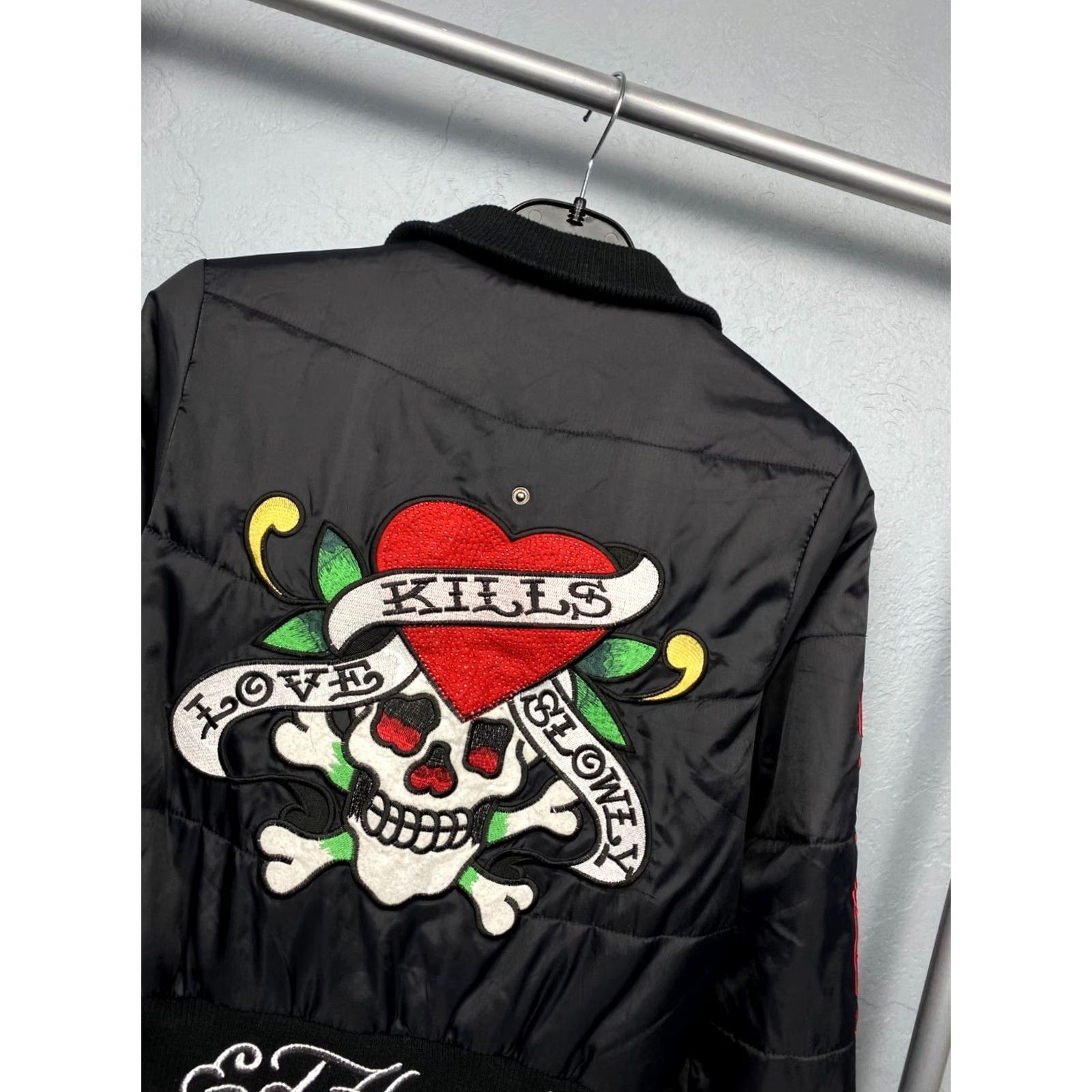 Ed Hardy VINTAGE Ed Hardy by Christian Audigier Womens Jacket Nylon S Black Logo Skull Designer 90s Mens Womens Size S / US 4 / IT 40 - 3 Thumbnail