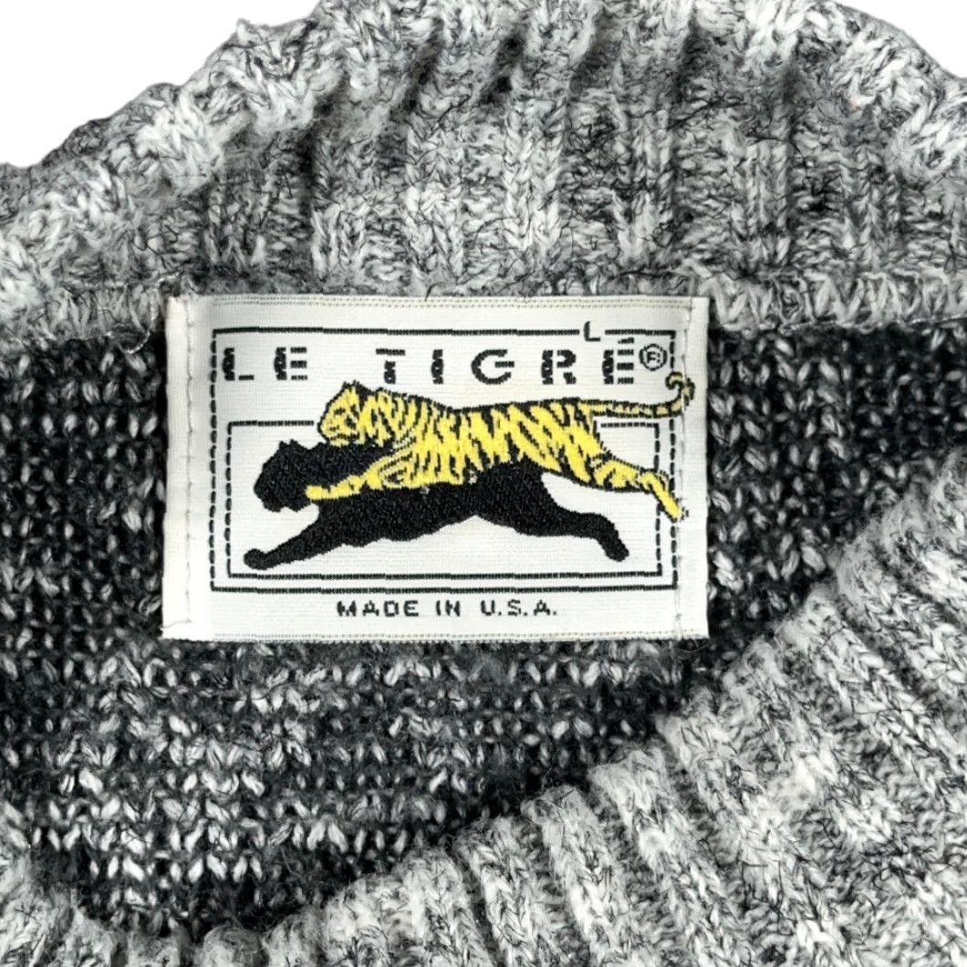 Vintage VINTAGE Le Tigre Sweater Shirt Adult LARGE Gray Knit Mock Neck USA Made 80s Mens Size US L / EU 52-54 / 3 - 4 Thumbnail