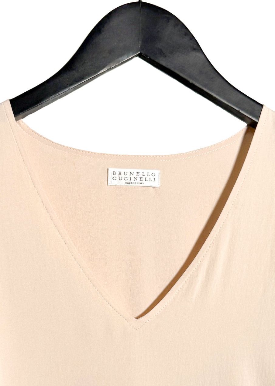 Brunello Cucinelli Brunello Cucinelli Peach Silk Pleat Accents Sleeveless Dress Size S / US 4 / IT 40 - 4 Thumbnail