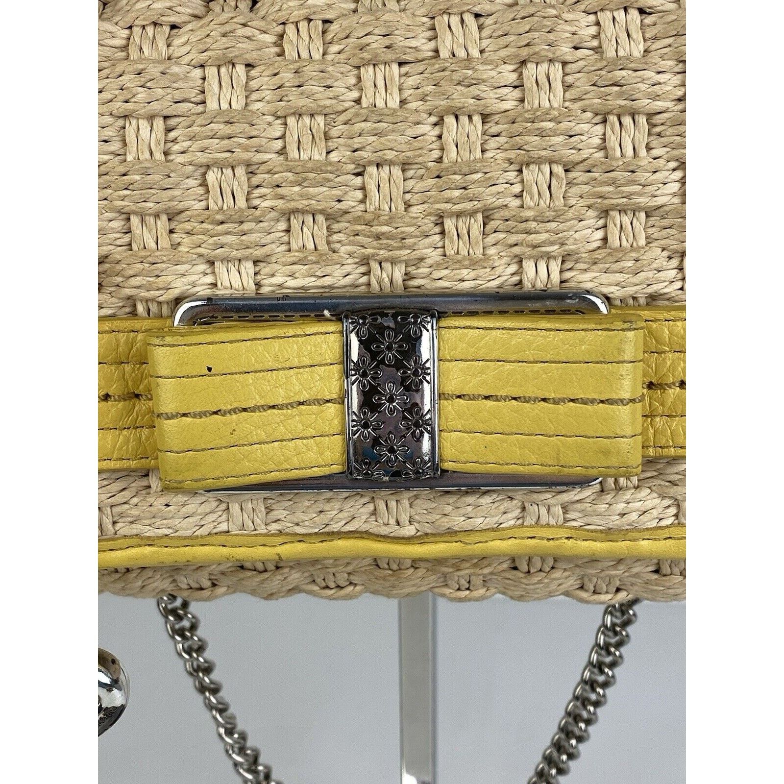 Brighton VTG BRIGHTON Straw Bag Yellow Leather Lined Purse Raffia Size ONE SIZE - 4 Thumbnail