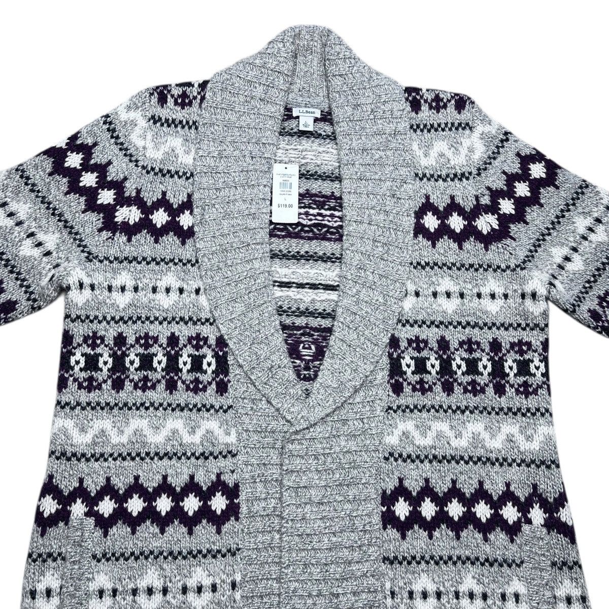 L.L. Bean NWT LL Bean 100% Lambs Wool Fair Isle Long Sweater Cardigan Size L / US 10 / IT 46 - 6 Thumbnail