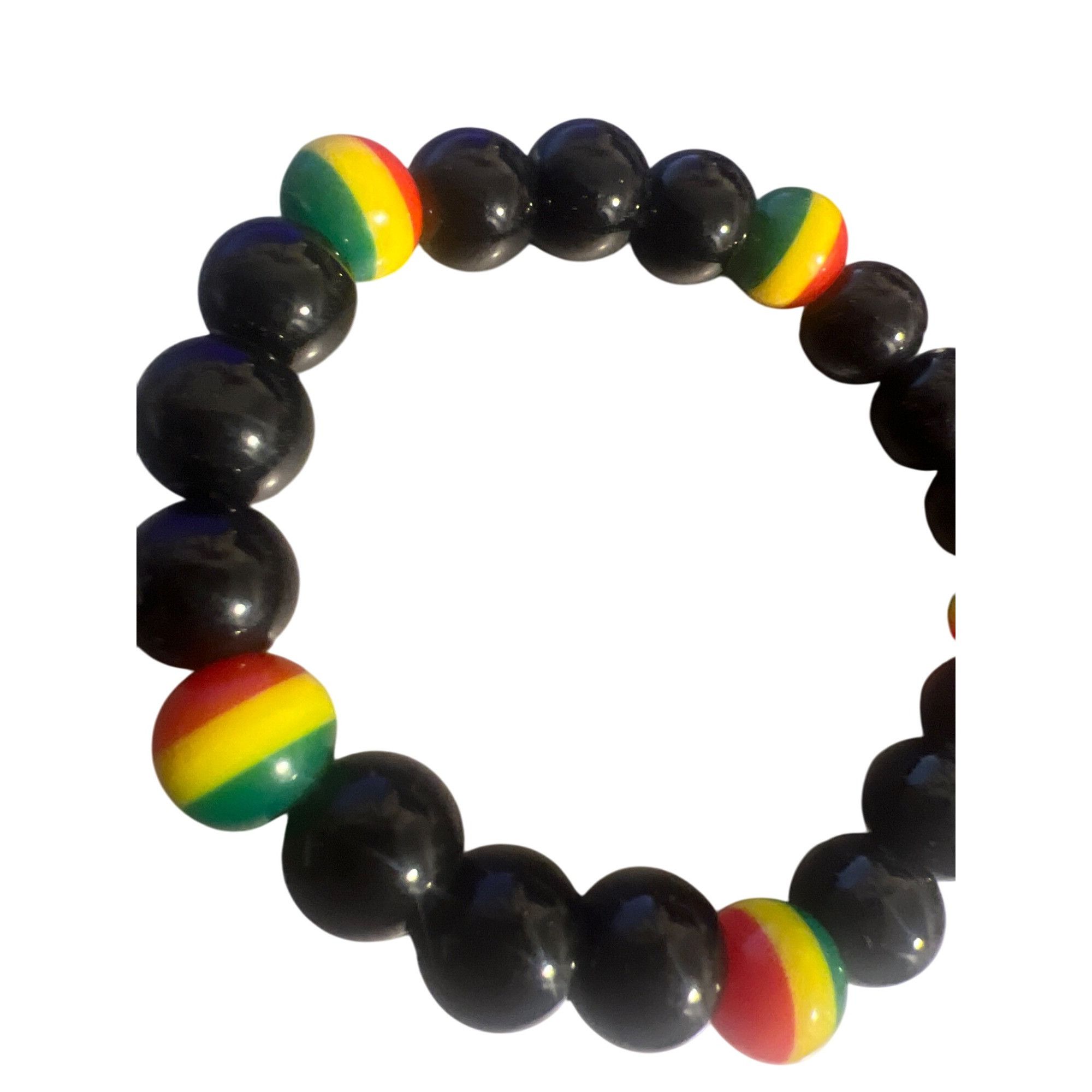 Other Glass Bead Rasta Stretch Bracelet Black Red Yellow Green 22. Size ONE SIZE - 3 Thumbnail