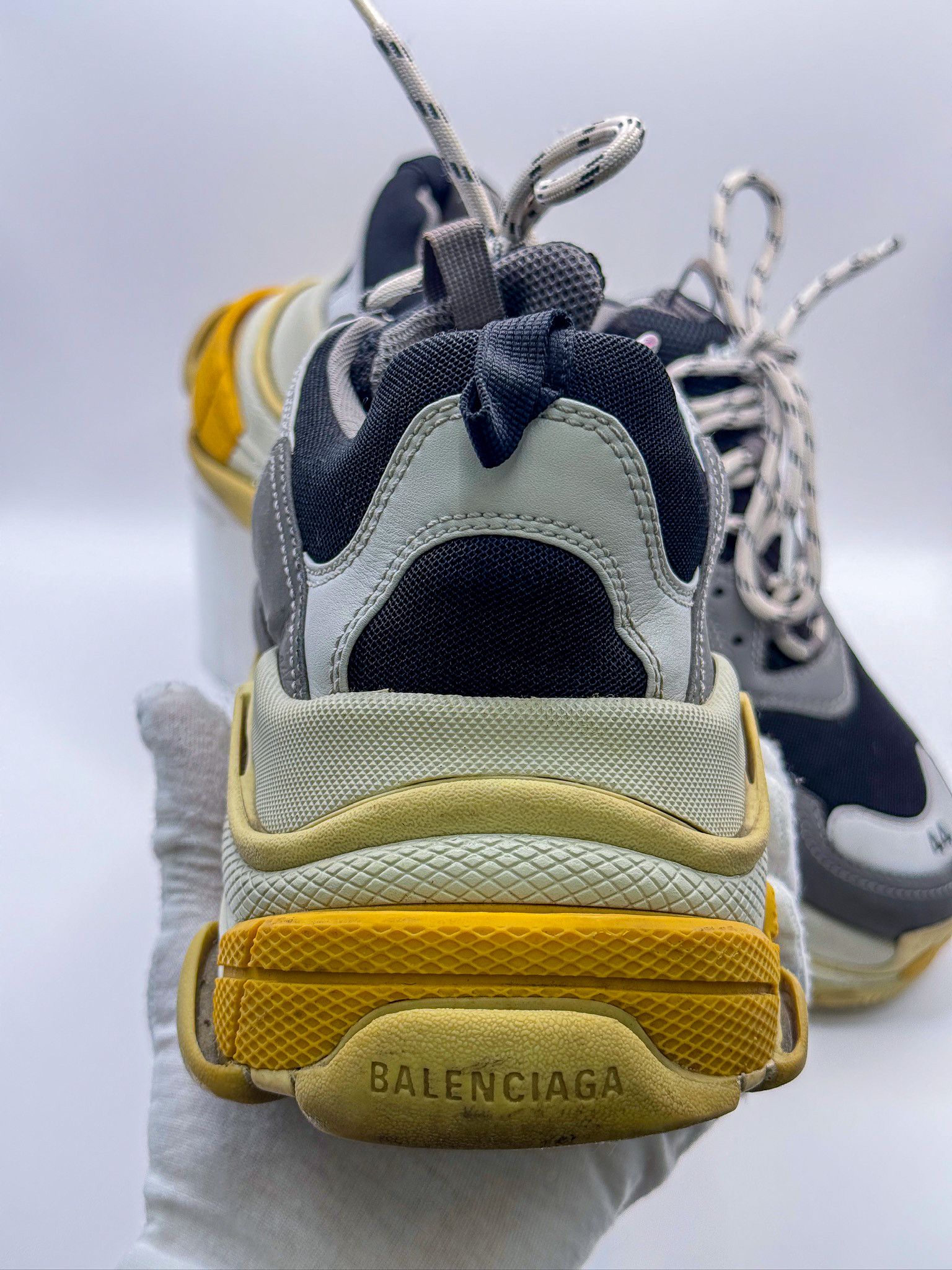 Balenciaga Balenciaga Triple S Gray/Yellow/Black Sneakers Size US 11 / EU 44 - 11 Thumbnail