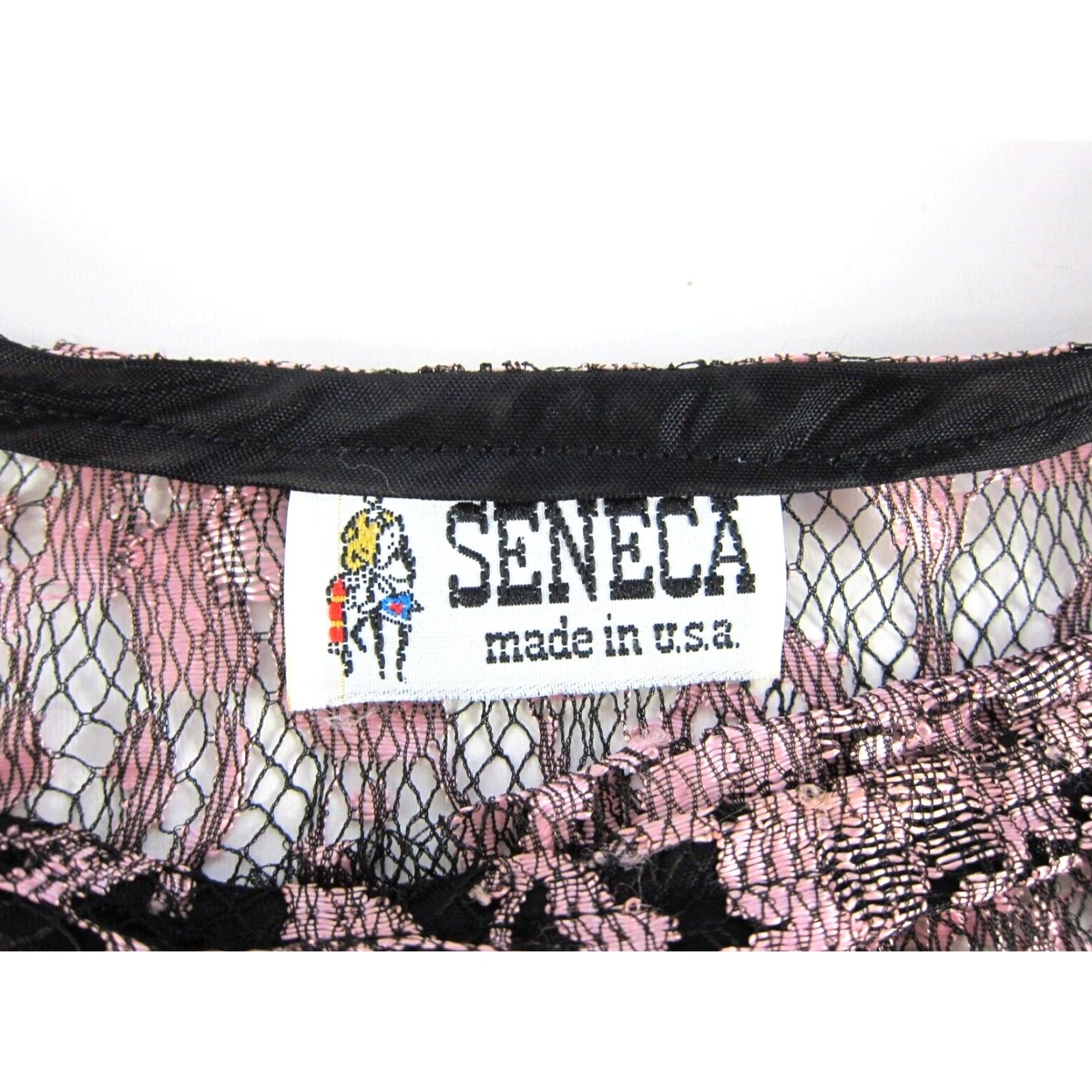Pinko Vintage SENECA Pink Black Lace Bow Smock Dress Dress Pink SENECA Vintage 50s 60s 70s 80s Party Prom Knee Length Women Smocked Bow Lace Shirt Women Size S / US 4 / IT 40 - 3 Thumbnail