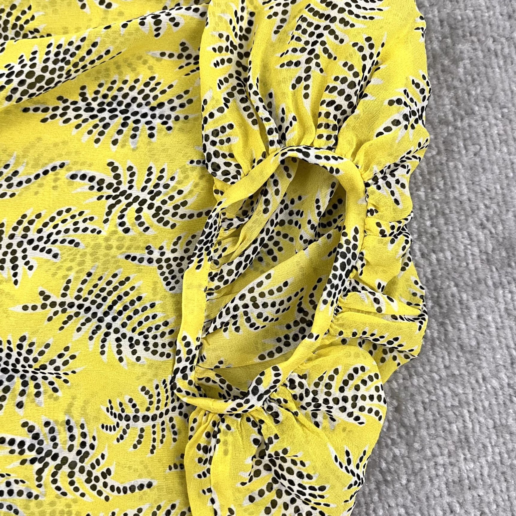 Vintage SALONI Yellow Silk Chiffon Button-Up Shirt Top Womens Size 0 Ruffle 3/4 Sleeve Casual Classic Size XS / US 0-2 / IT 36-38 - 7 Thumbnail