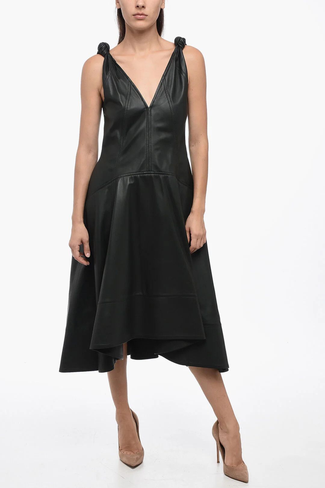 Bottega Veneta og1mm0426 Leather Dress in Green Size XS / US 0-2 / IT 36-38 - 1 Thumbnail