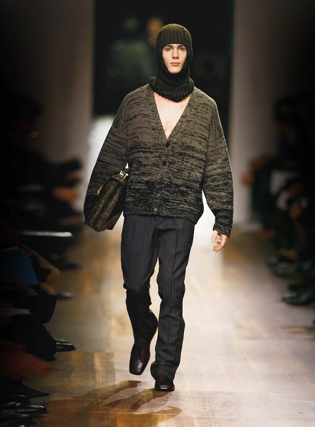 image of Prada NWT - Fw06 - 100% Wool Trousers - Stripe Anthracite in Grey Antracite, Men's (Size 34)