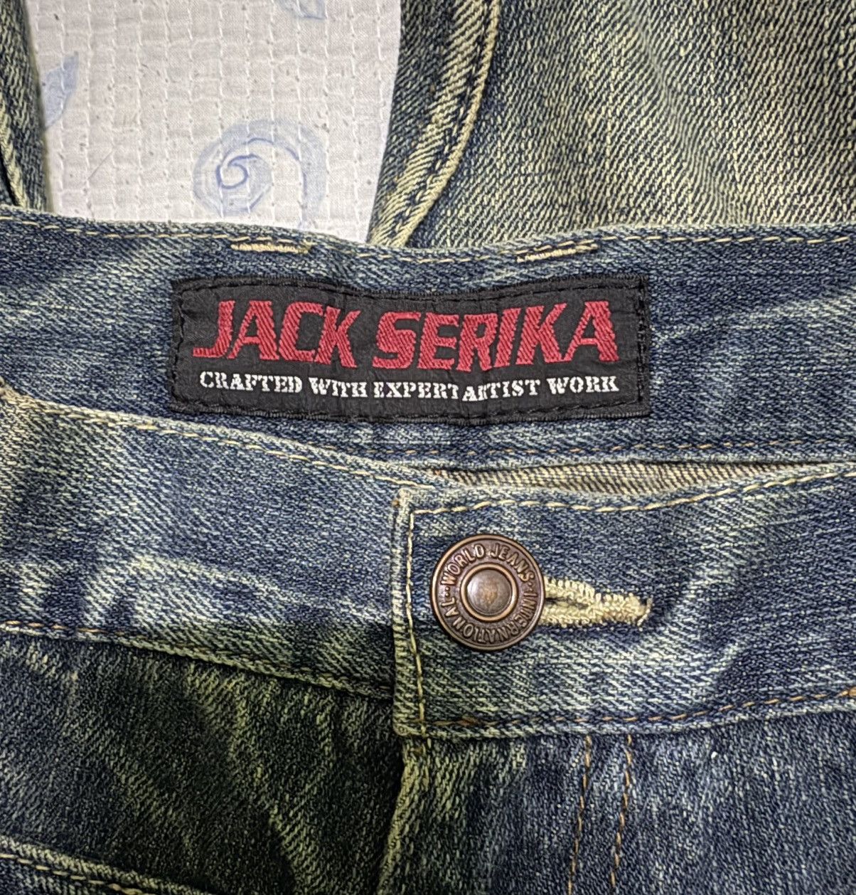Japanese Brand × Vintage Japanese International World Streetwear Double Waist Jeans Size US 34 / EU 50 - 16 Thumbnail
