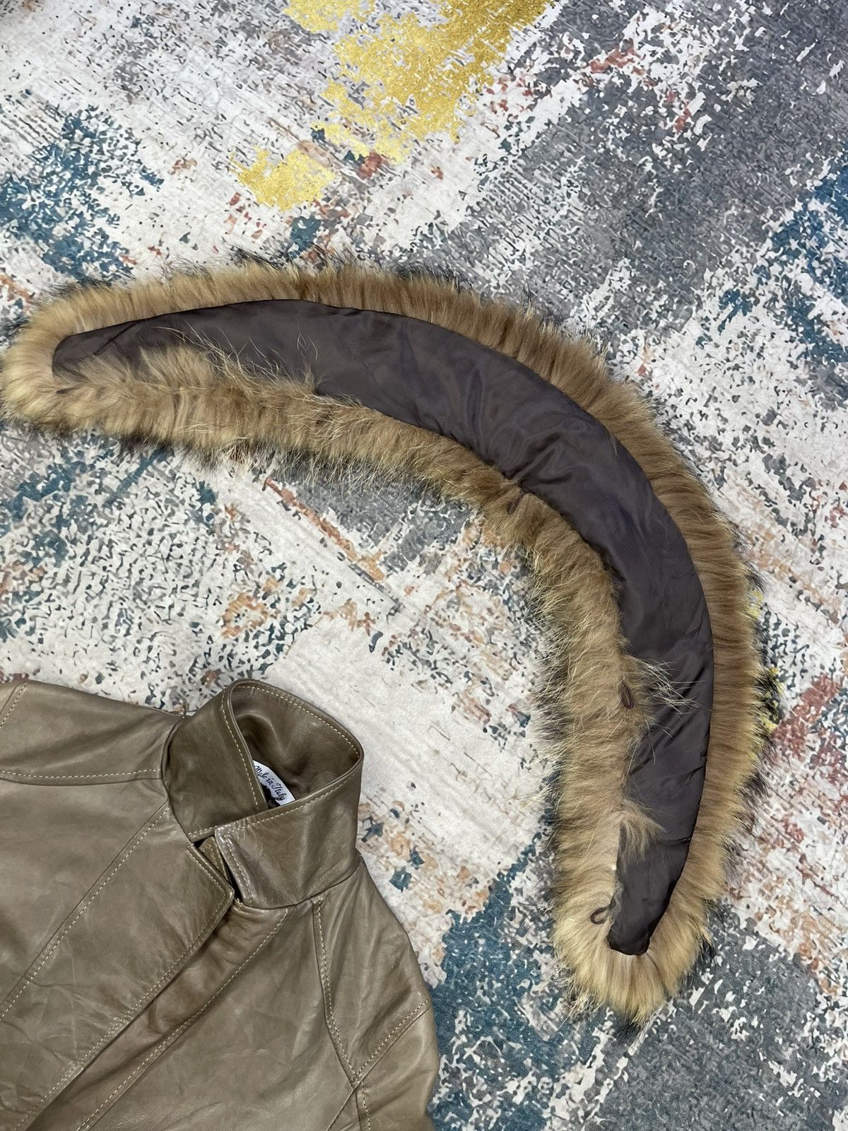 If Six Was Nine Sinéquanone Sheepskin Racoon Fur Belted Leather Jacket Size XS / US 0-2 / IT 36-38 - 3 Thumbnail