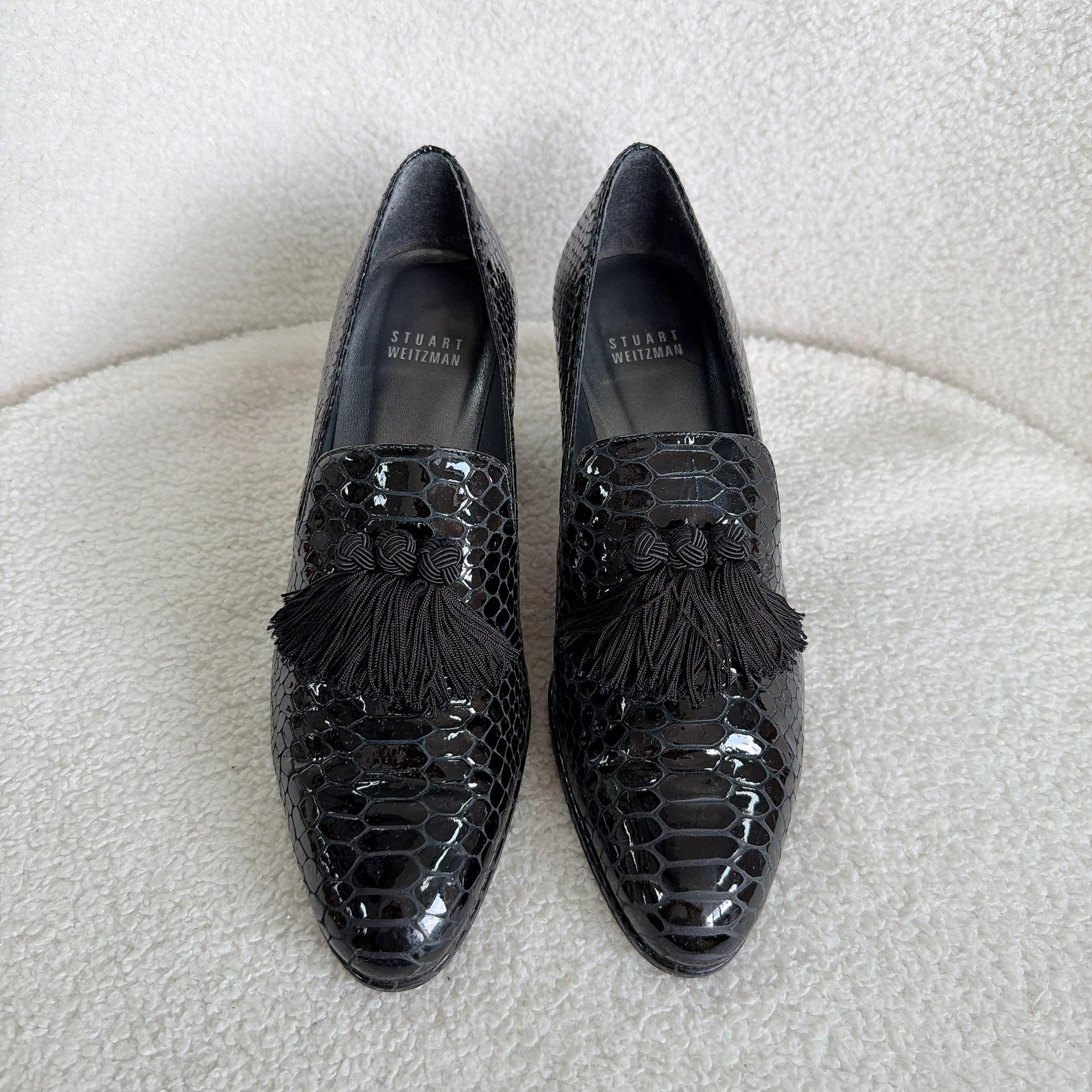 Stuart Weitzman Stuart Weitzman Black Tassel Block Heel Leather US 7 Size US 7 / IT 37 - 2 Thumbnail