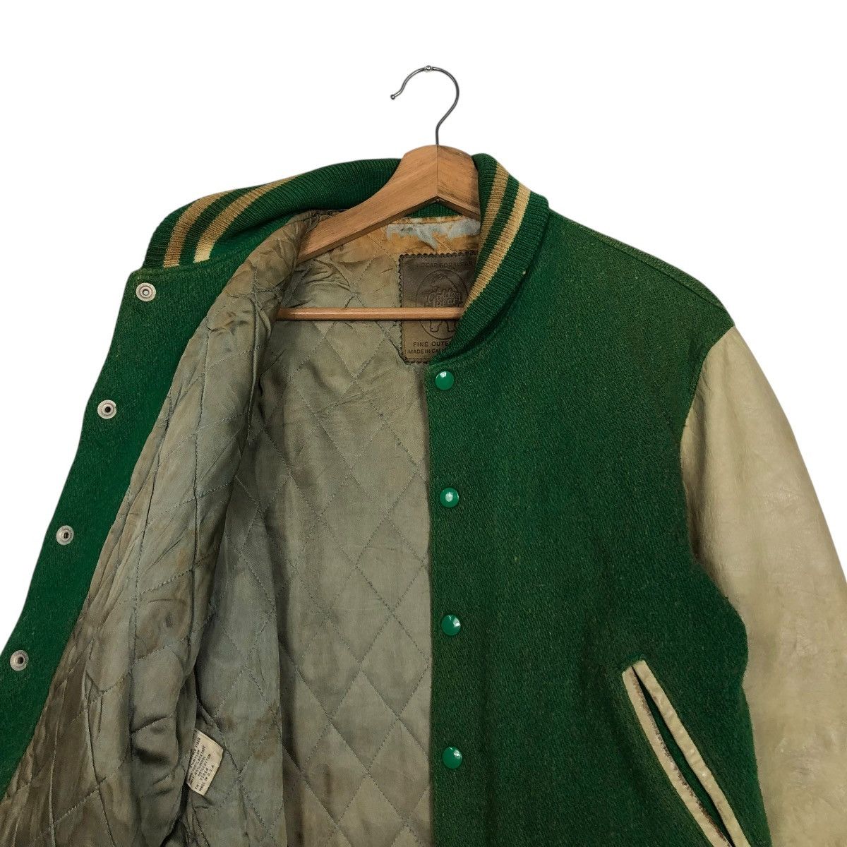 Golden Bear 🔥VINTAGE VARSITY LEATHER JACKET GOLDEN BEAR MADE IN USA Size US S / EU 44-46 / 1 - 14 Thumbnail