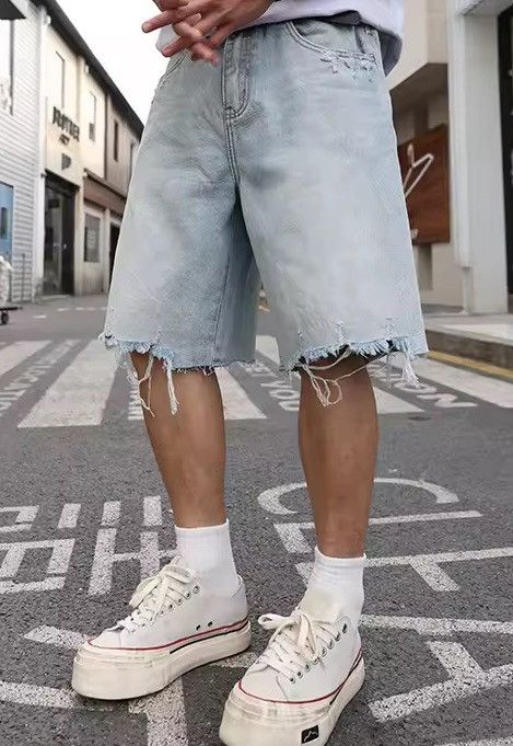 Jean Korean style ripped light jeans shorts Size US 38 / EU 54 - 7 Thumbnail