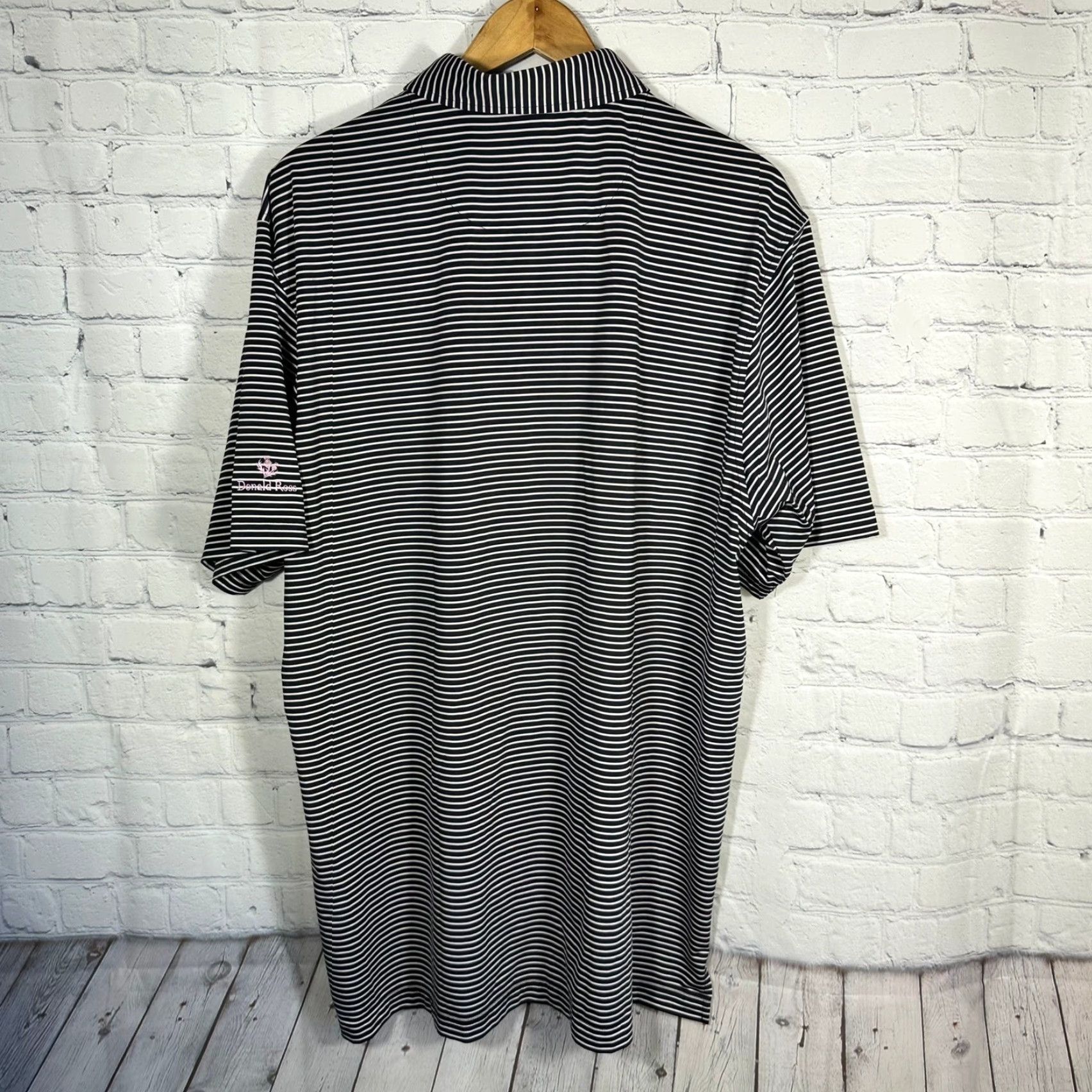 Vintage Donald Ross Sportswear Mens Large Navy Blue Striped Performance Golf Polo Shirt Size US L / EU 52-54 / 3 - 7 Thumbnail