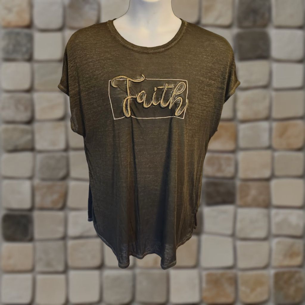 Vintage Lane Bryant Faith Metallic Embroidered Dark Gray Casual Top Shirt 14/16 Womens Plus Cap Sleeve T-Shirt Size XL / US 12-14 / IT 48-50 - 1 Thumbnail