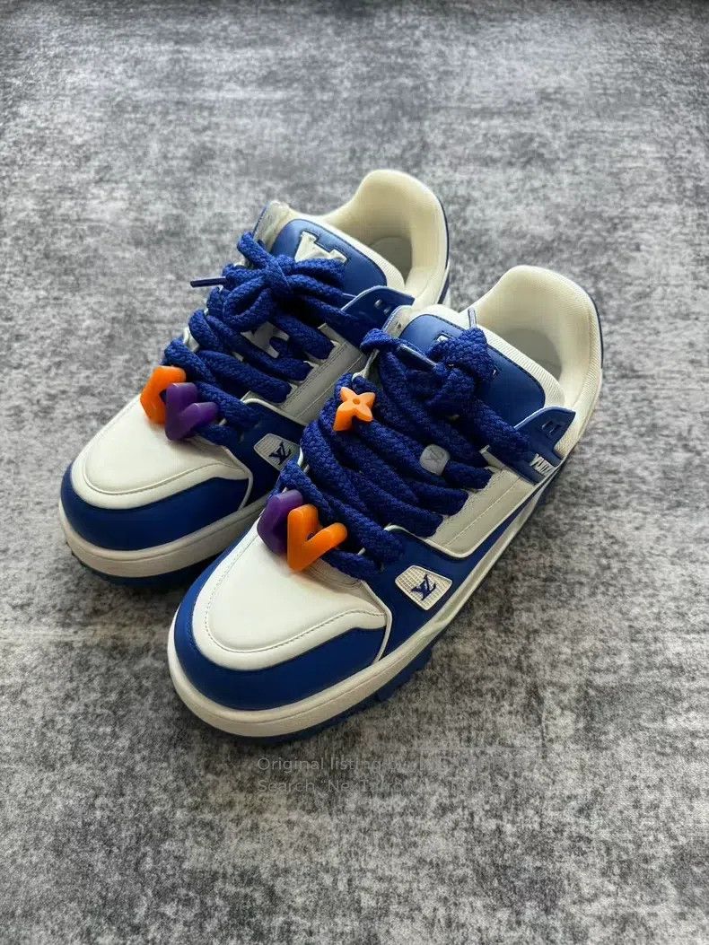Louis Vuitton Louis Vuitton White and Blue Fat Ding Trainer shoes Size US 9 / EU 42 - 1 Thumbnail