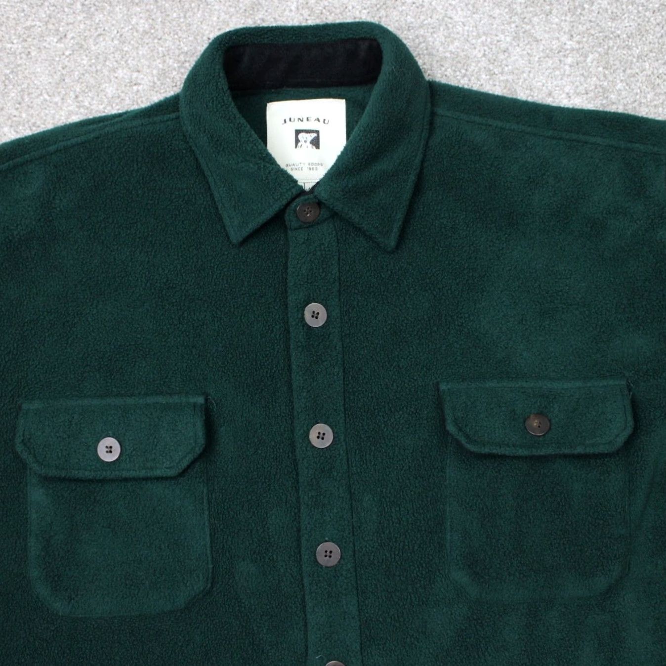 Vintage Juneau Mens Large Green Button-Up Shacket Fleece Plaid Long Sleeve Usual Fit Shirts Size US L / EU 52-54 / 3 - 3 Thumbnail